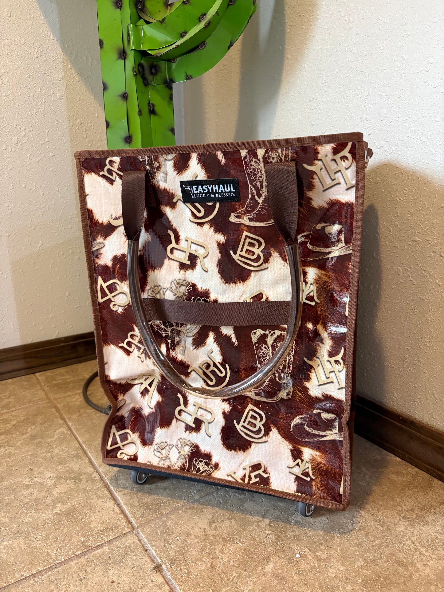 Medium Cowhide Print Rolling Bag