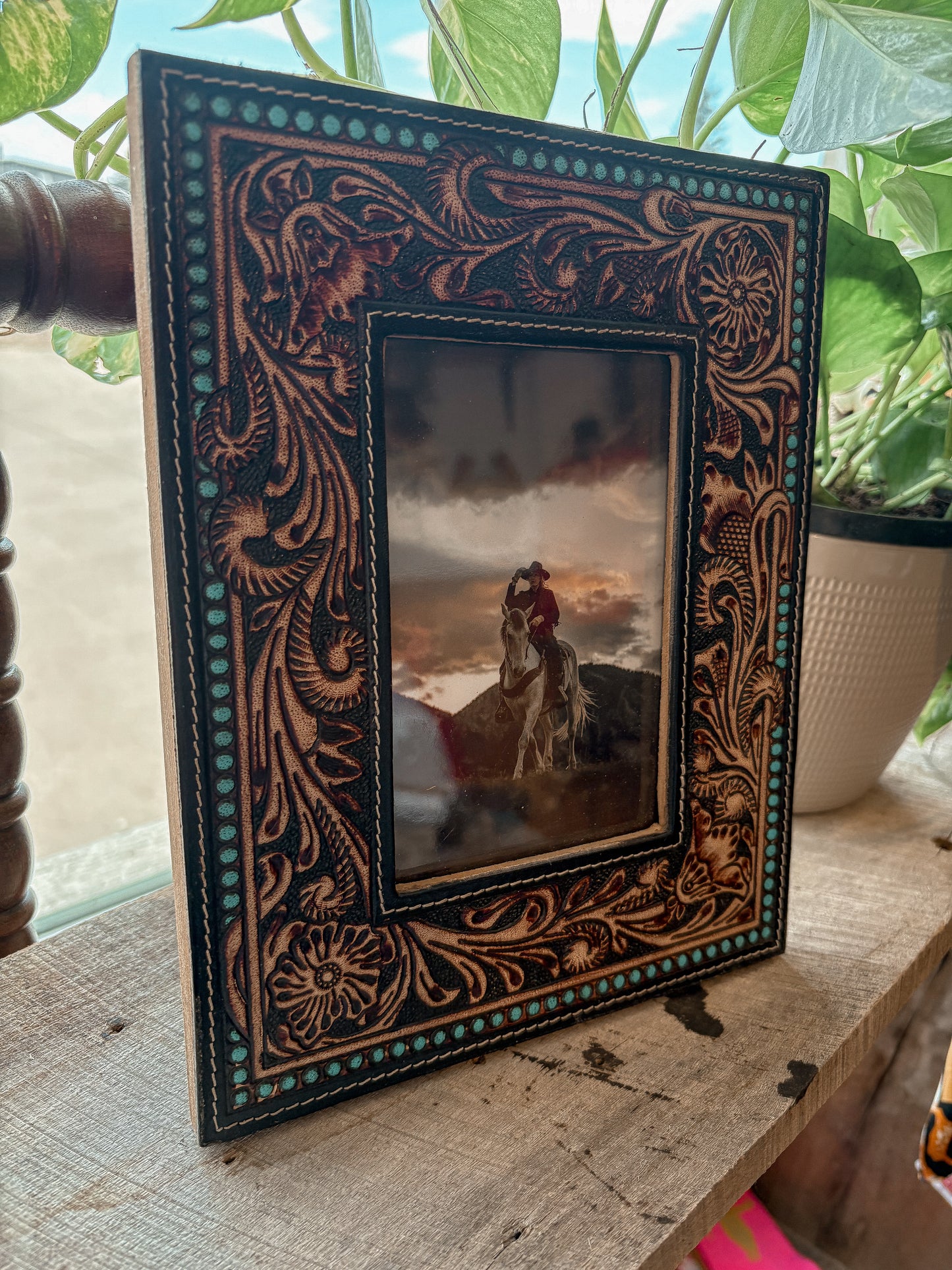 Tooled Leather Picture Frame