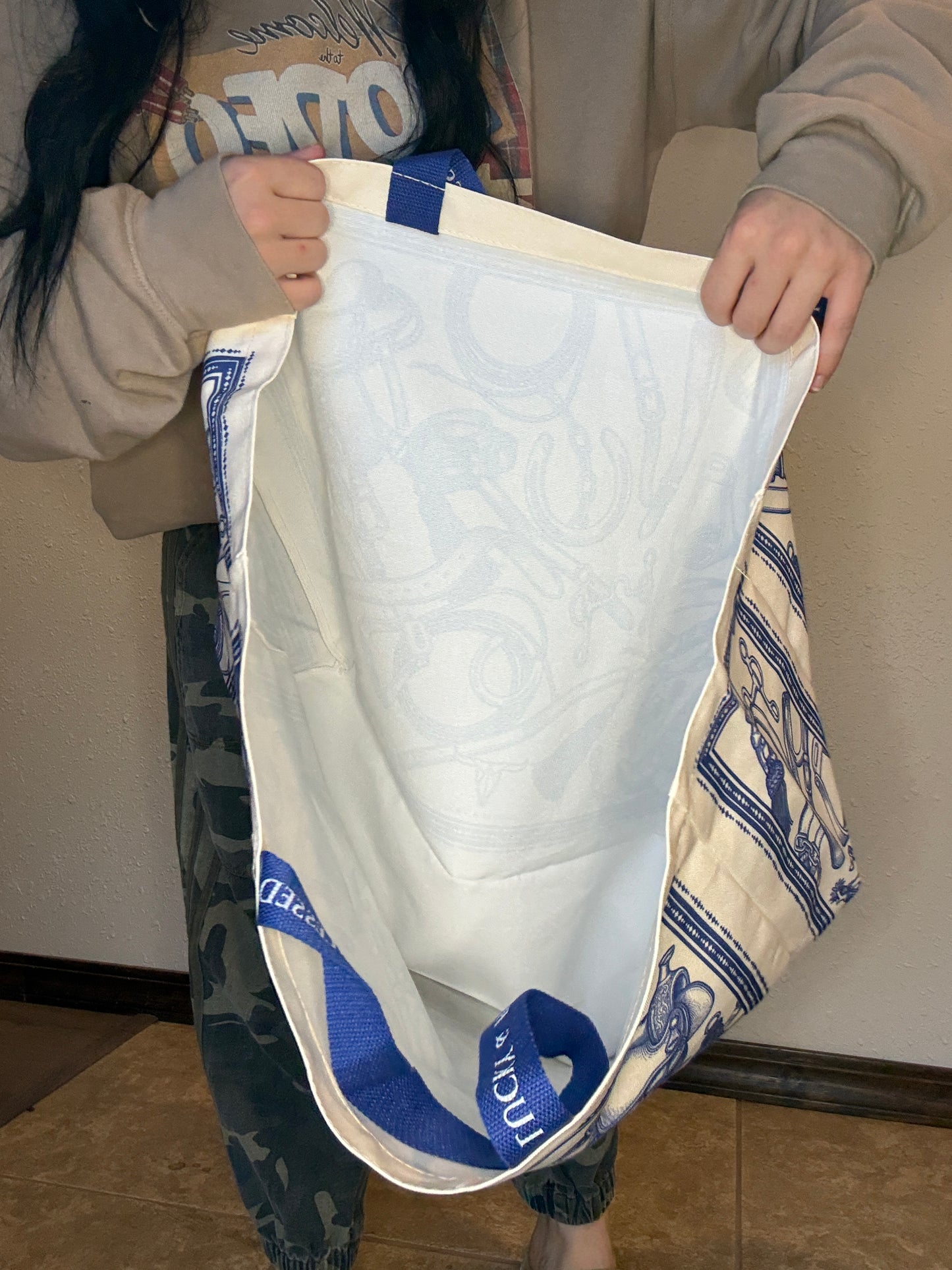 Large Canvas Market Tote Bag *Western Collage
