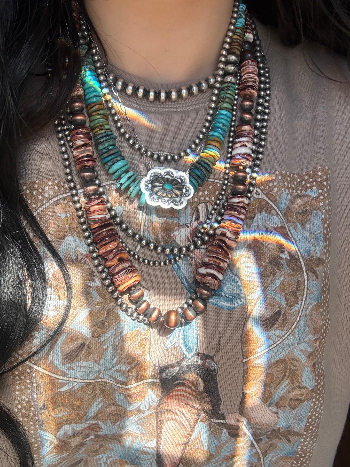 Lavina Benally Kingman Concho Necklace