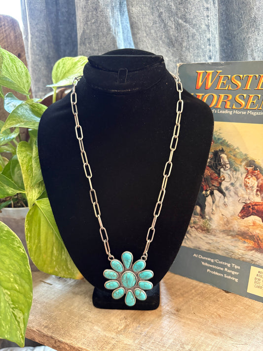 Flower Chain Necklace *Turquoise
