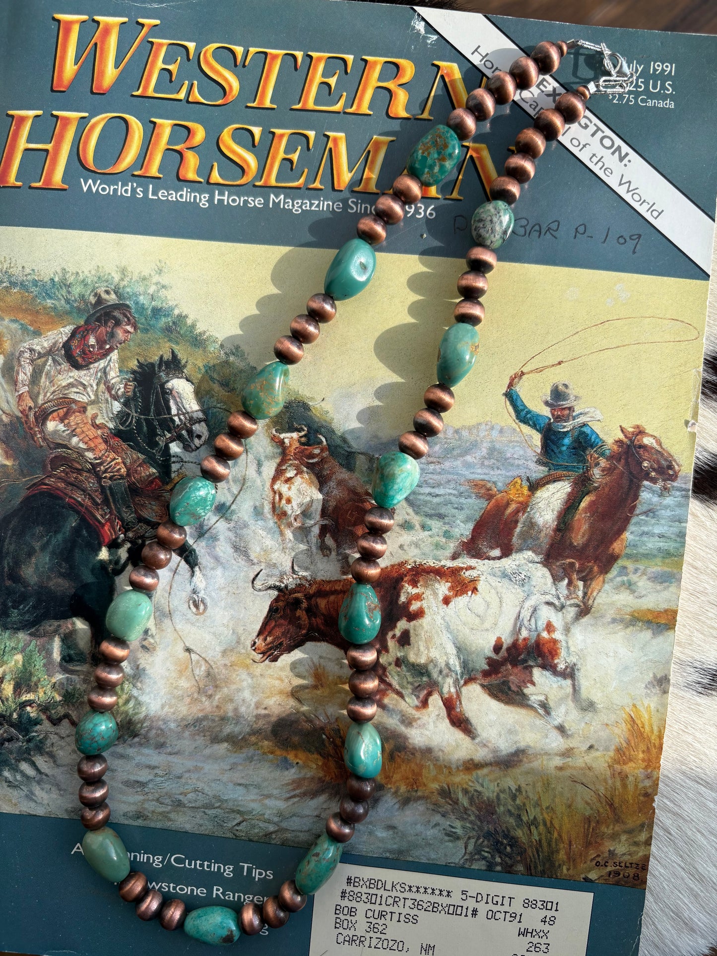 8mm Copper & Turquoise Necklace