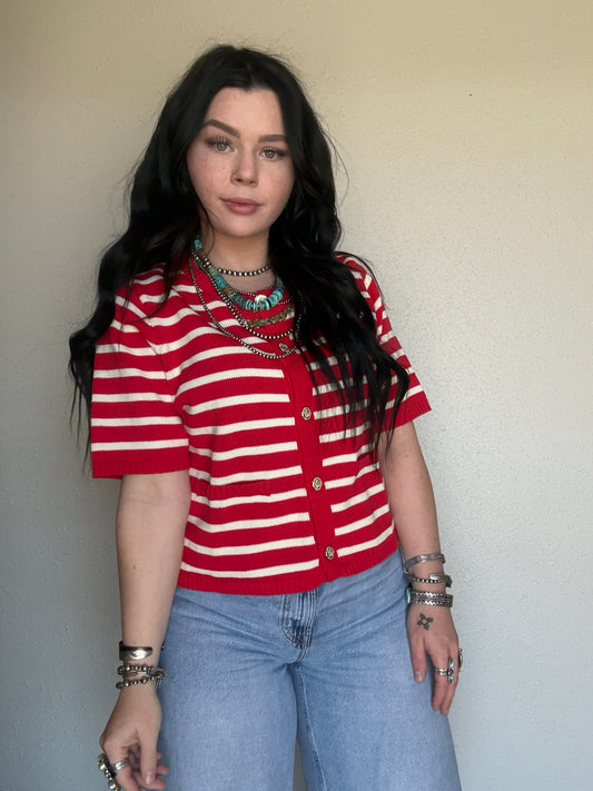 Americana Breeze Knit Top *Red