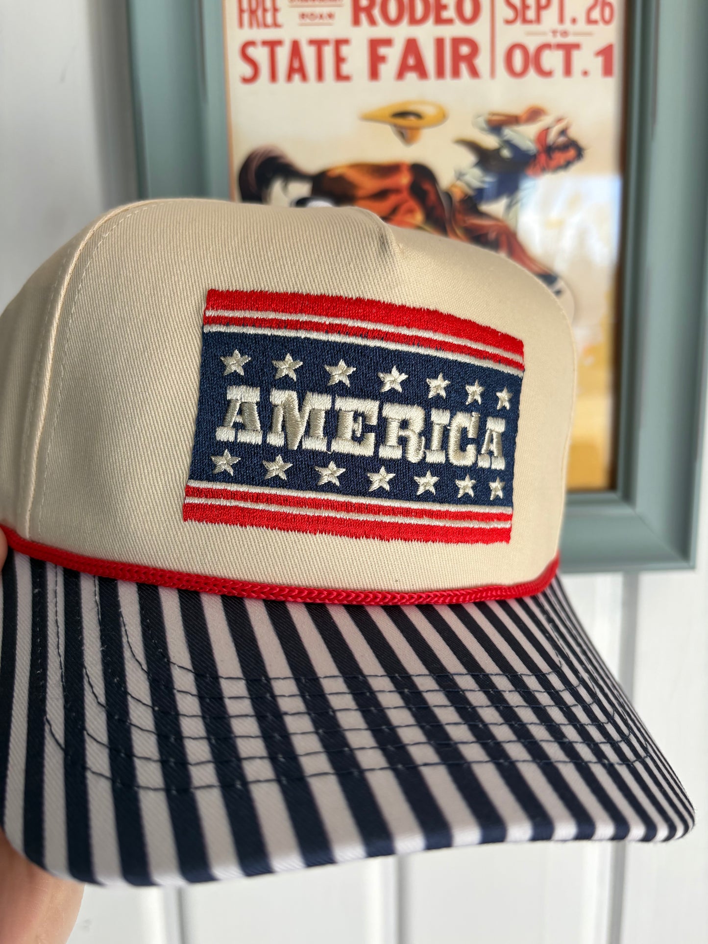 America Embroidered Pinstriped Hat