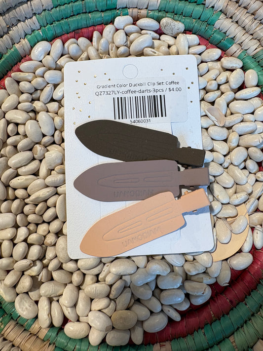 Gradient Color Duckbill Clip Set: Coffee