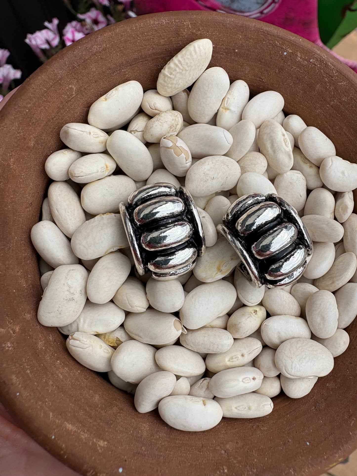 Small Oval Bubble Hoop Earrings