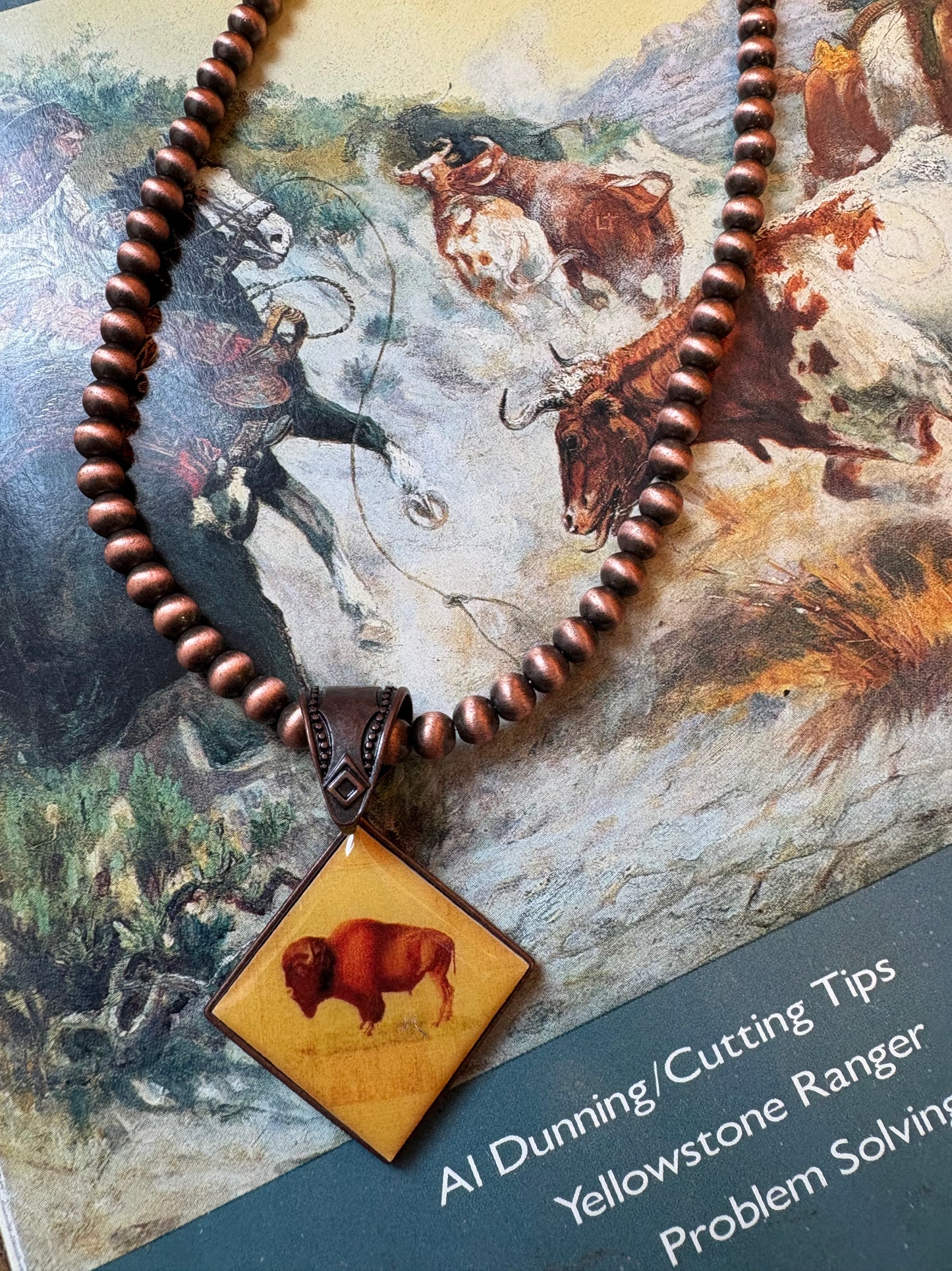 Buffalo Pendant & Pearls *Copper