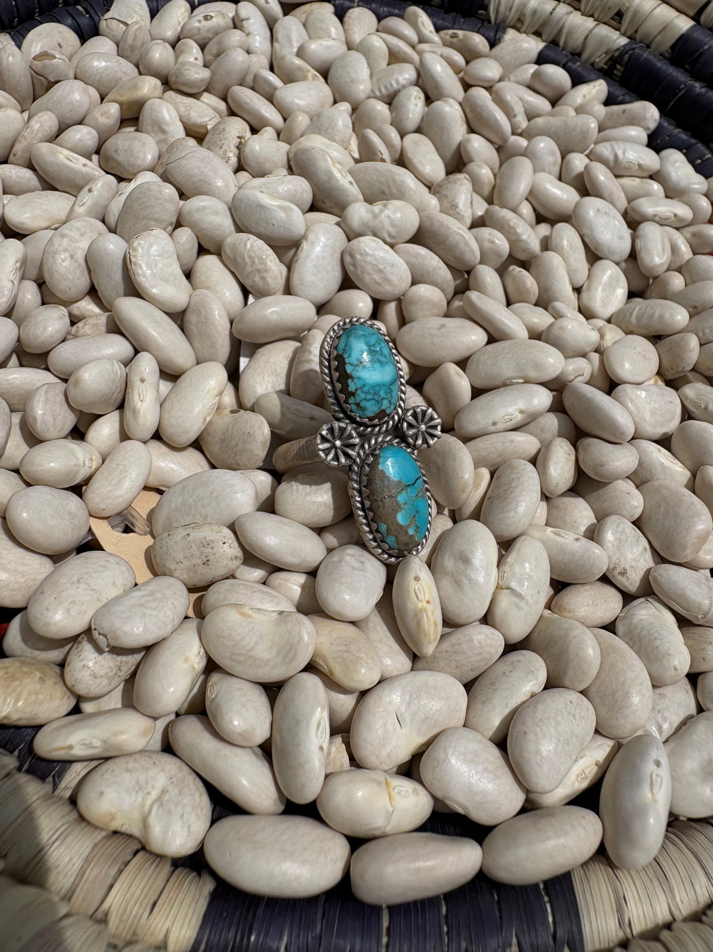 Number 8 Turquoise Double Adjustable Ring