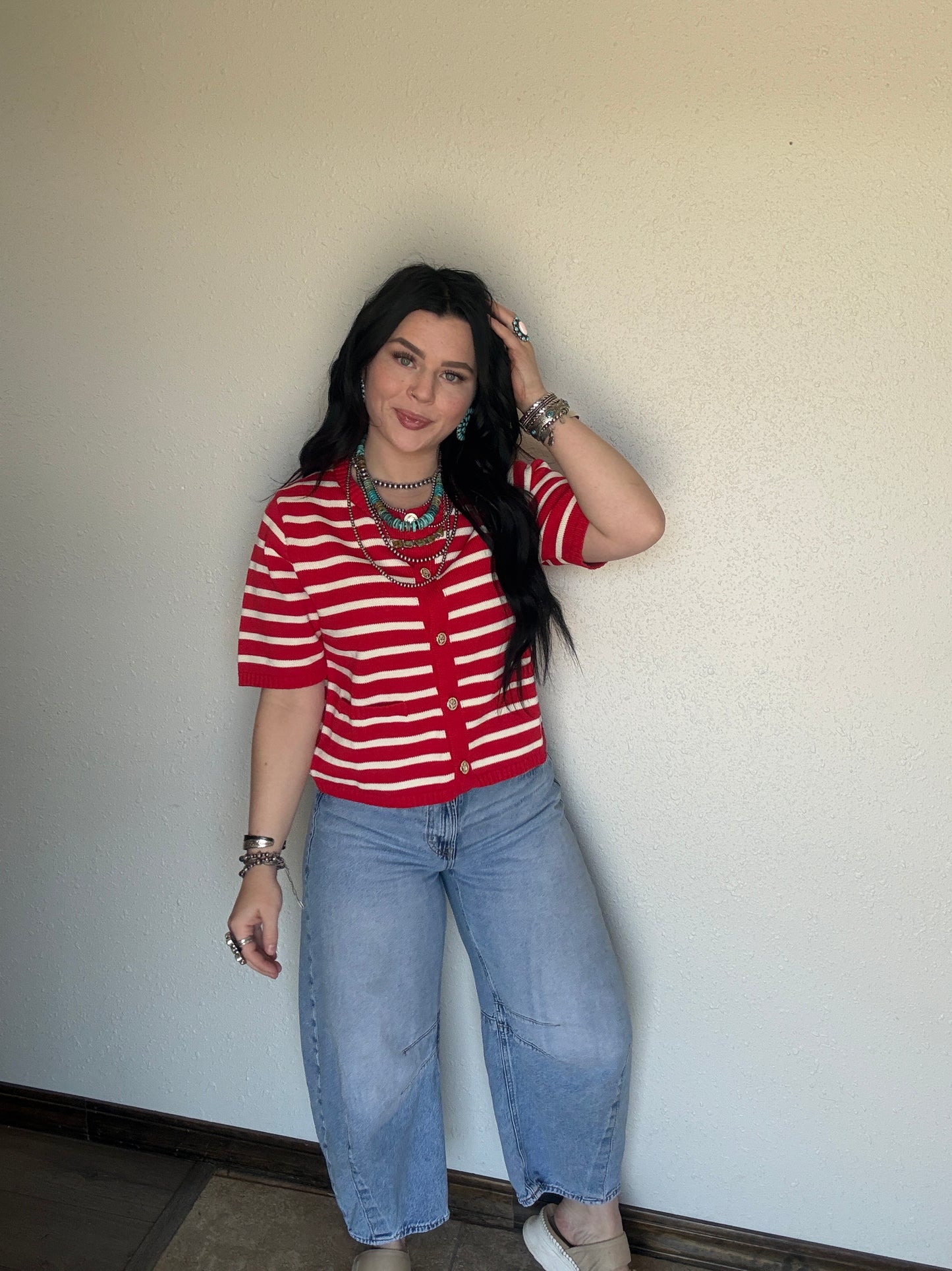 Americana Breeze Knit Top *Red