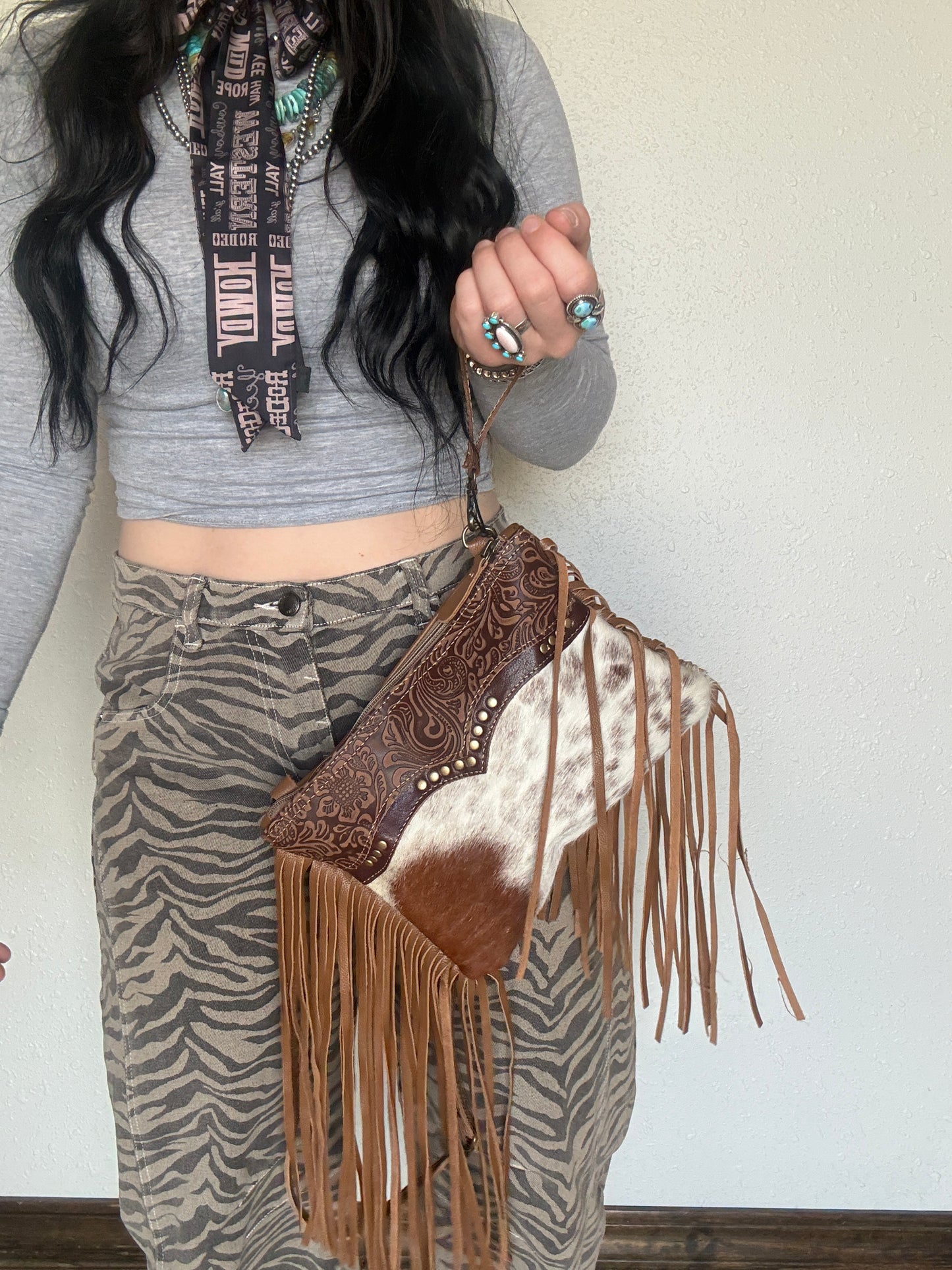 The Hills Cowhide Fringe Bag