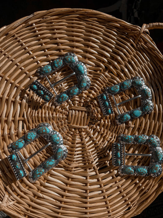 Faux Stone Turquoise Buckle and Keeper