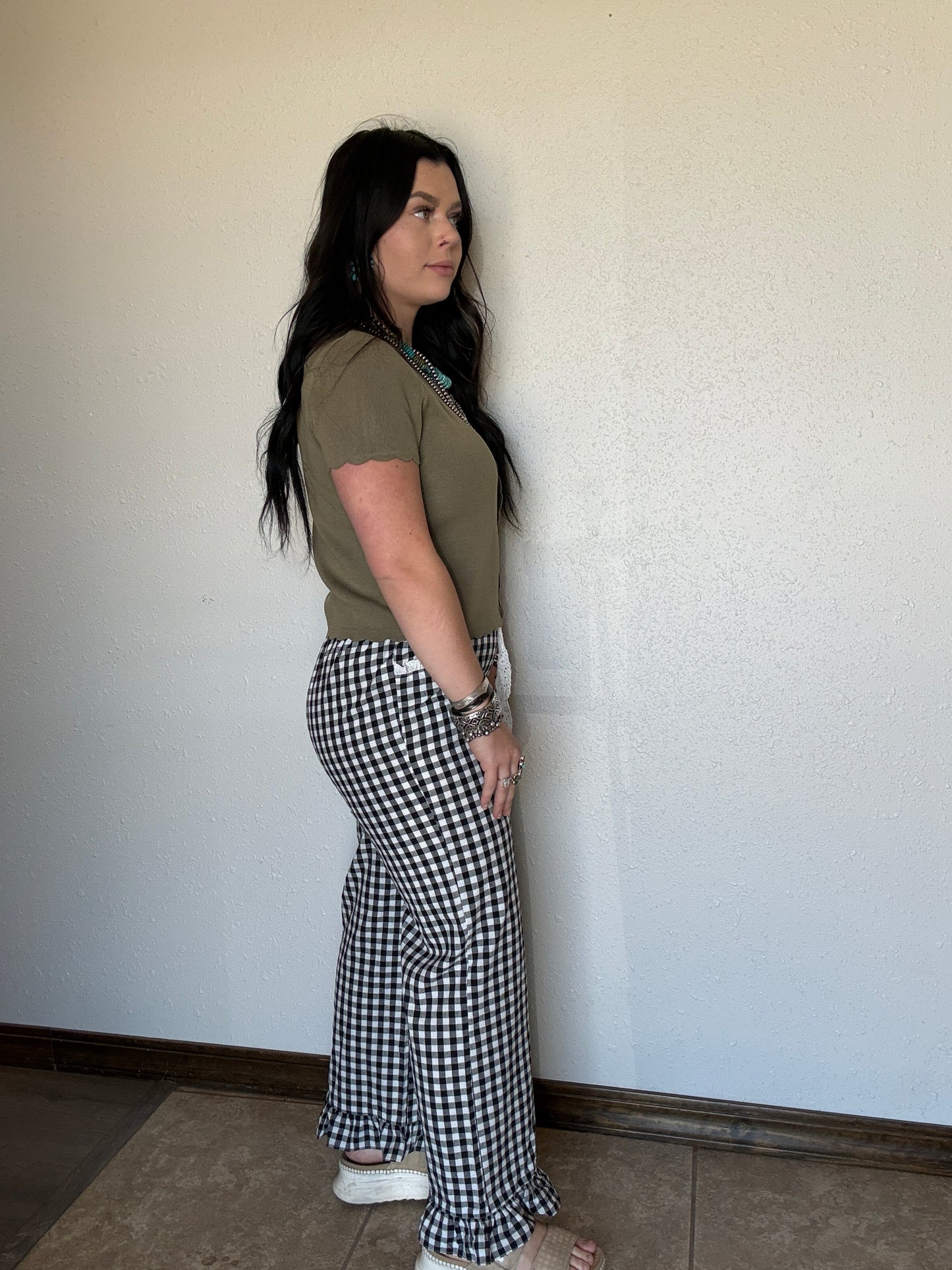 The Gringa Gingam Ruffle Pant *Lux