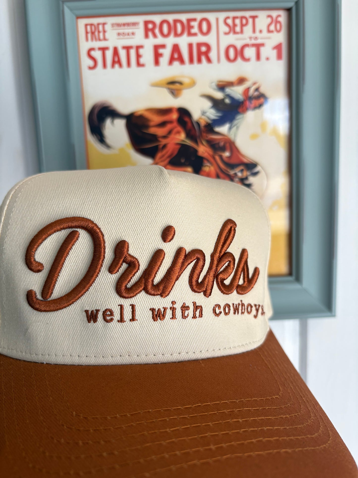 Drinks Well With Cowboys Embroidered Hat