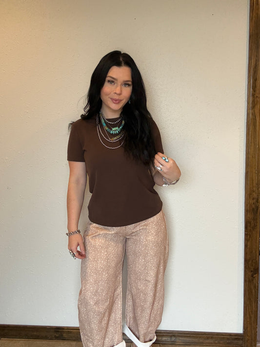 Short Sleeve Round Neck Soft Knit Jersey Top