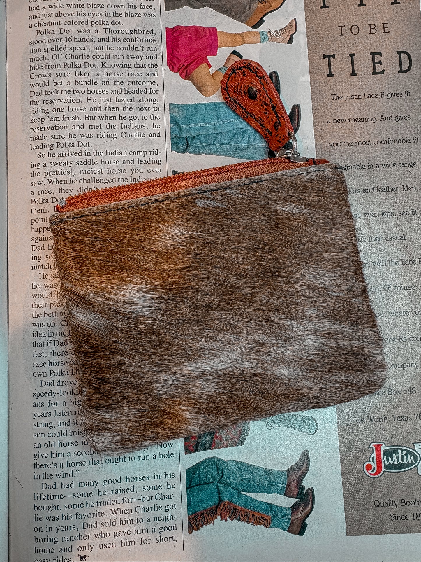 Red Ostrich & Cowhide Money Pouch