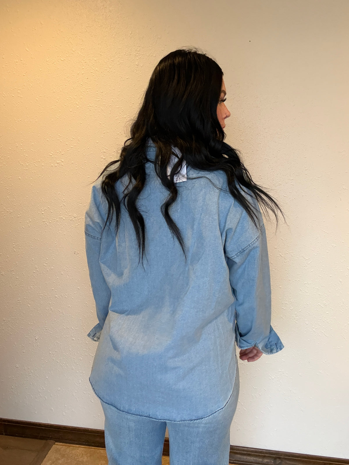Blu Cowboy Embroidered Denim Top