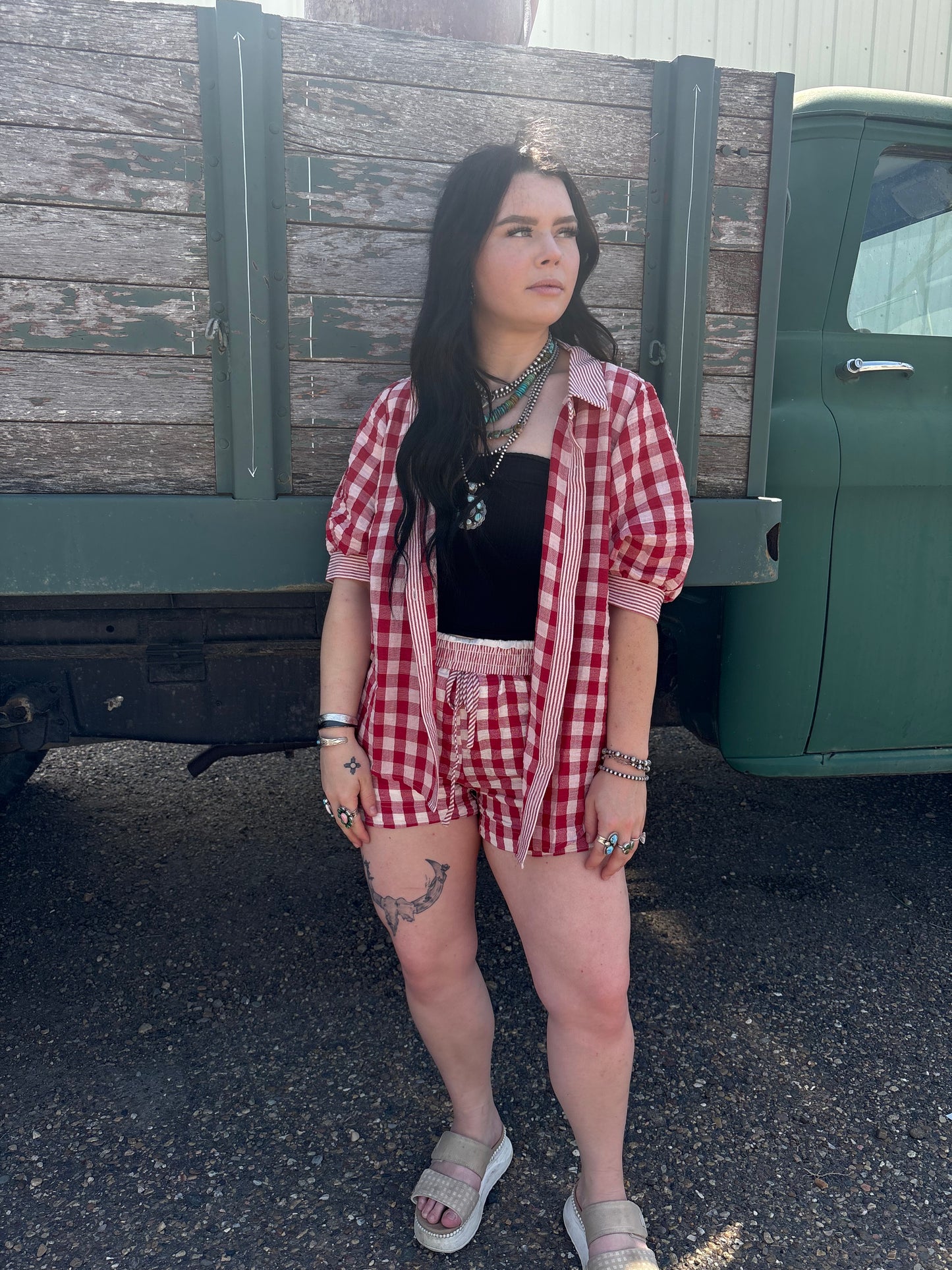 Prairie Breeze Gingham Set *Red