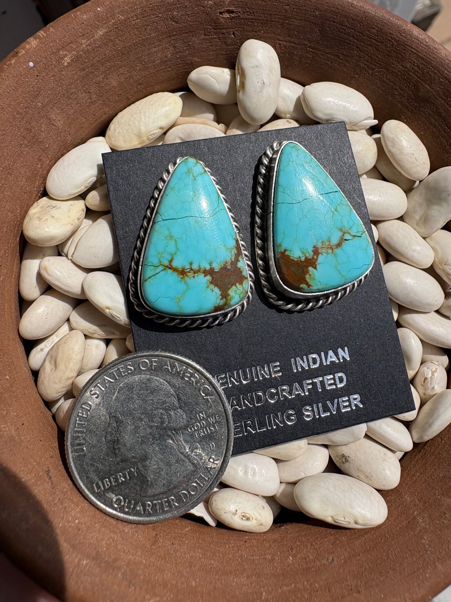 Large Mine 8 Turquoise Studs Native Made Chasity Belone