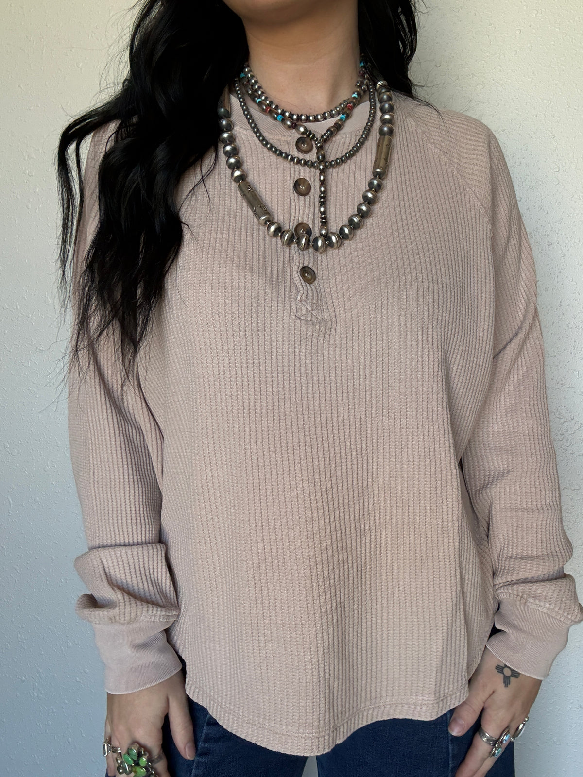 The Henley Waffle Knit Long Sleeve