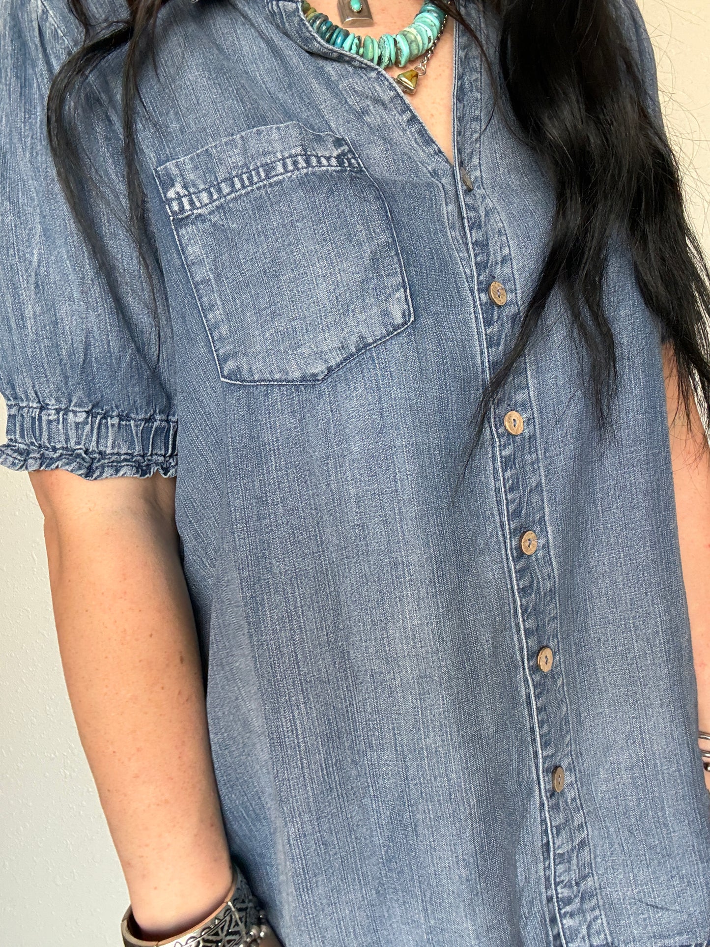 The Lucky Ruffled Denim Top