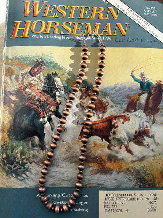 4mm & 8mm Copper Beaded Necklace 18”