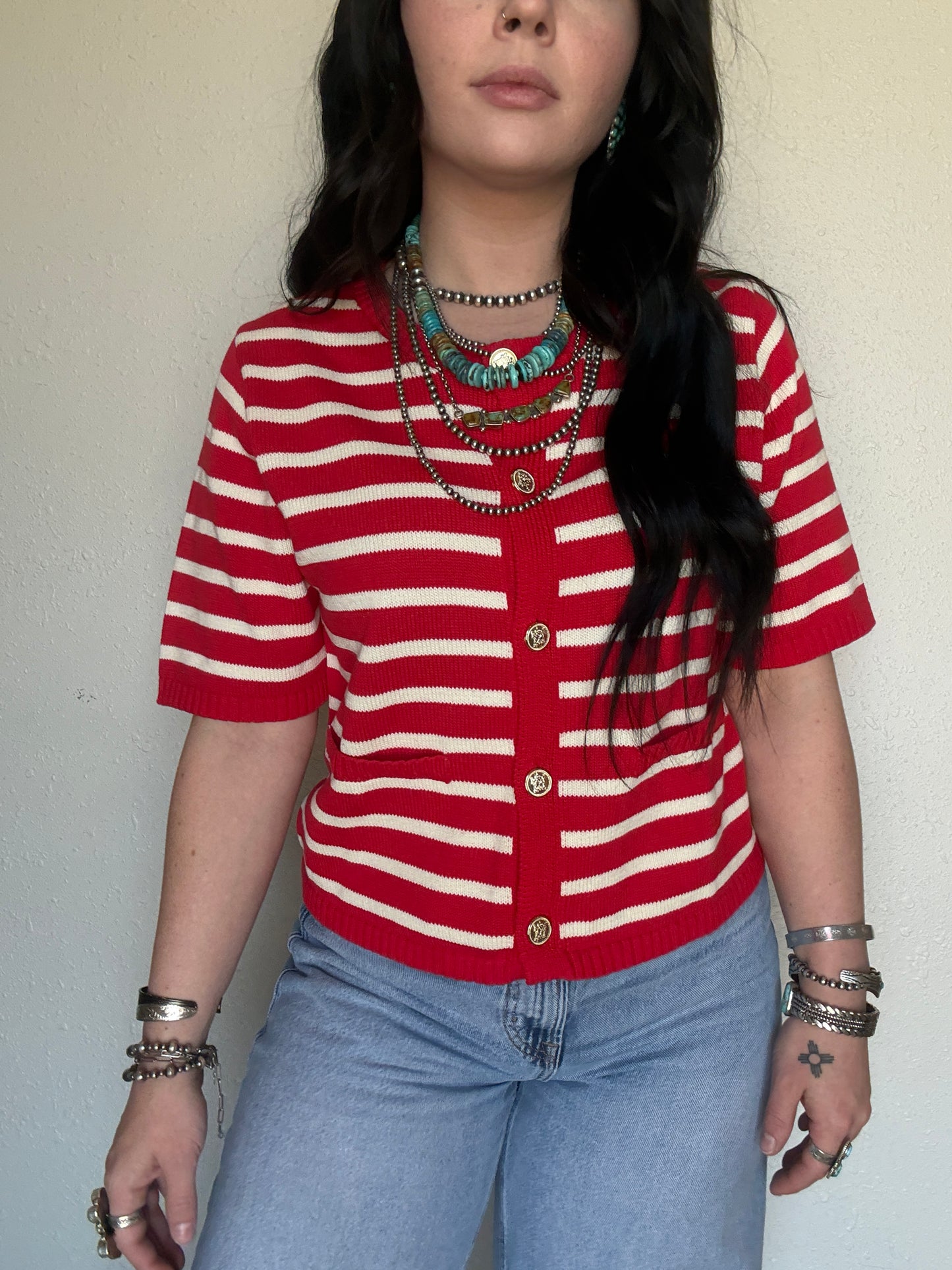 Americana Breeze Knit Top *Red