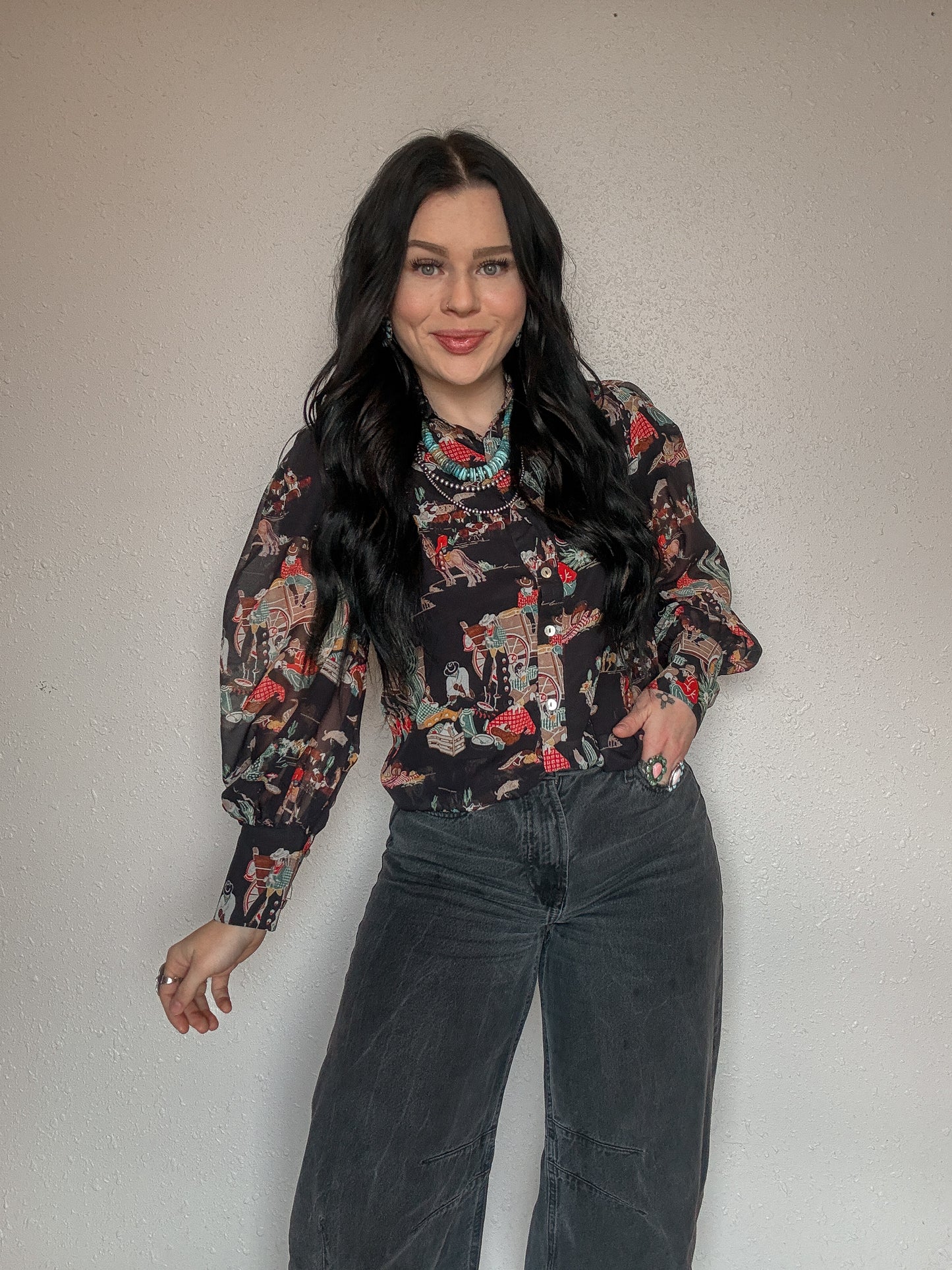Wagon Wheel Mesh Blouse