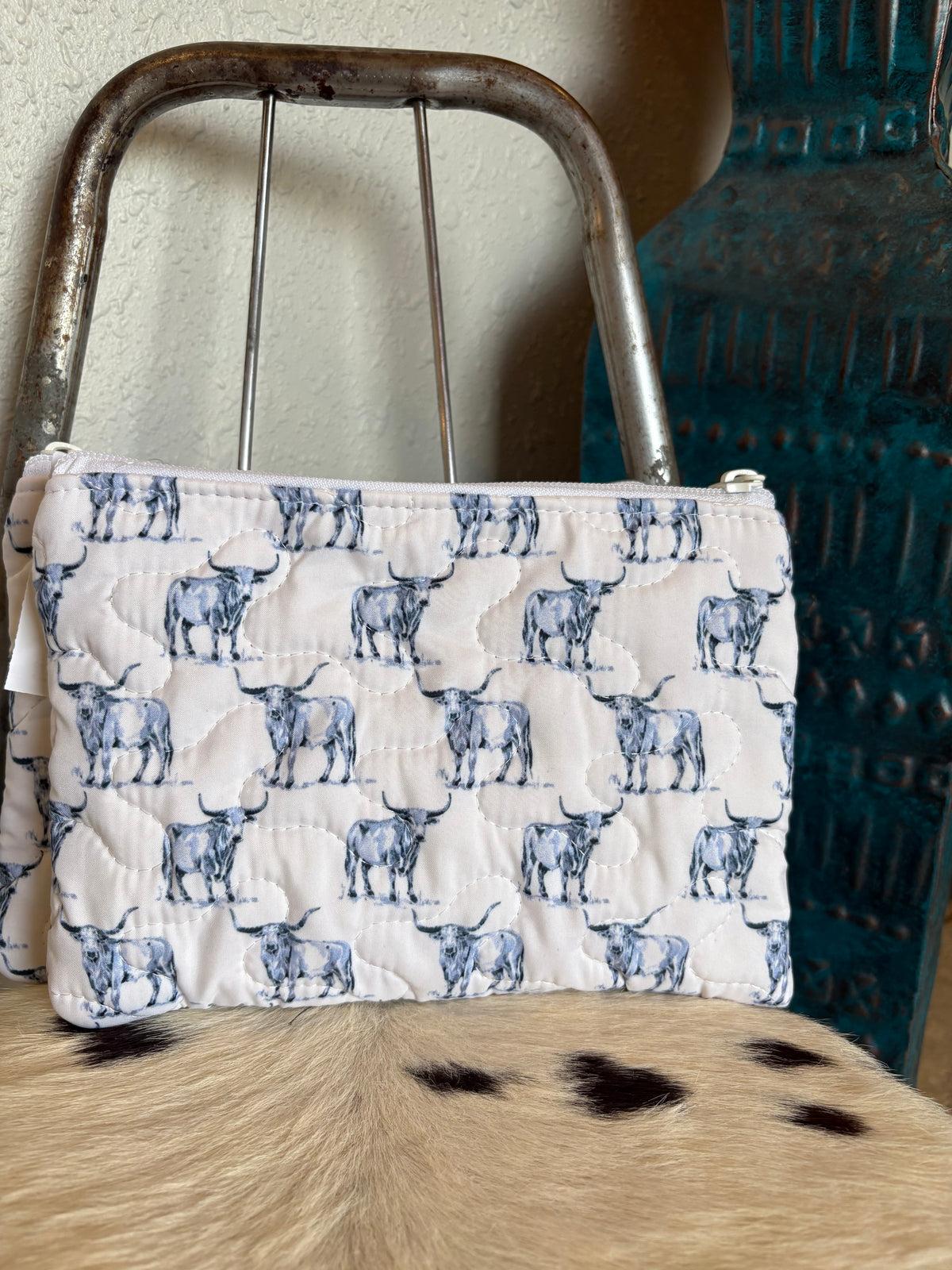 Longhorn Quilted Makeup Bag