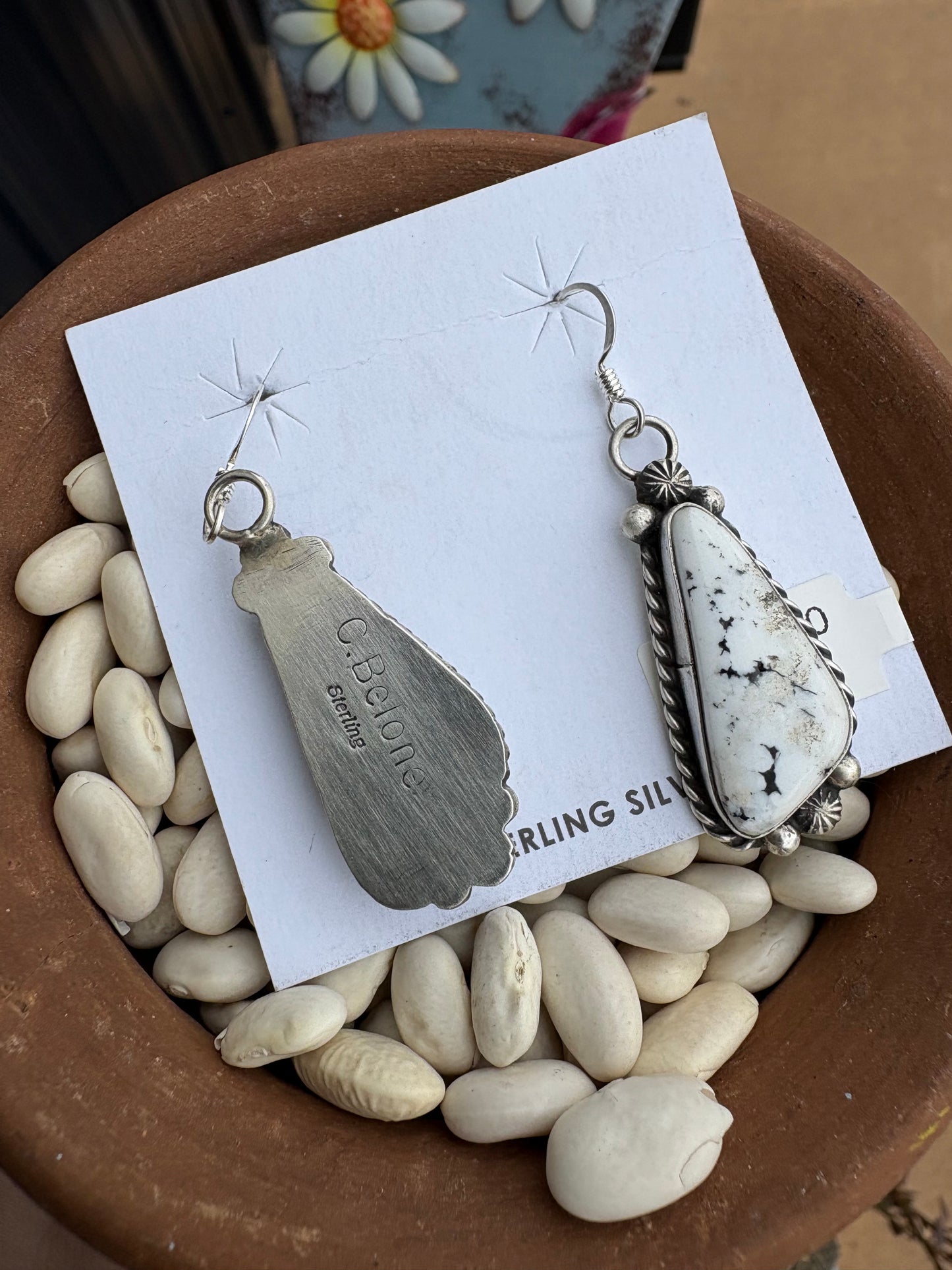 Chassity Belone Native Made White Buffalo Earrings