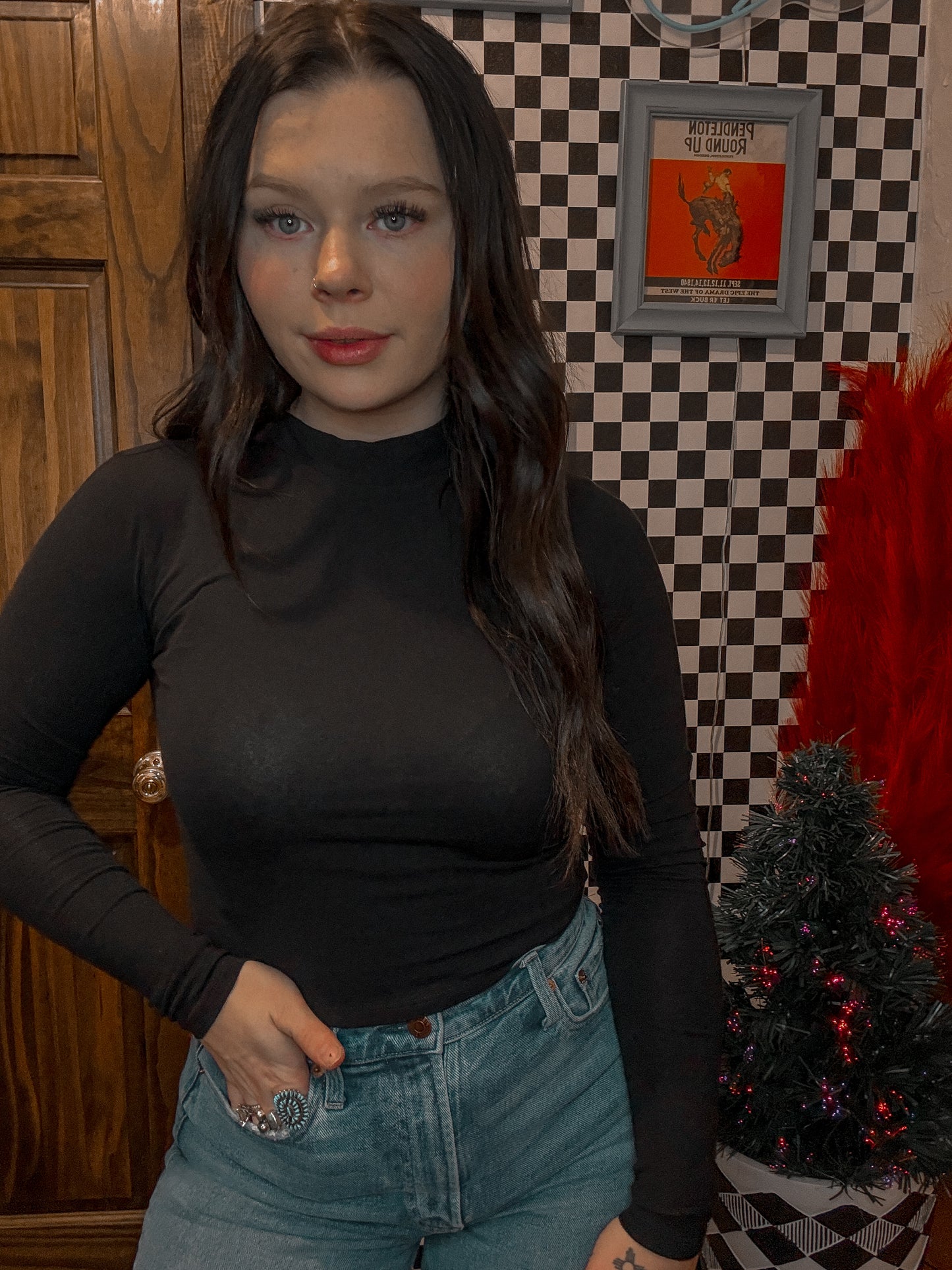 Black Mock-neck Long Sleeve