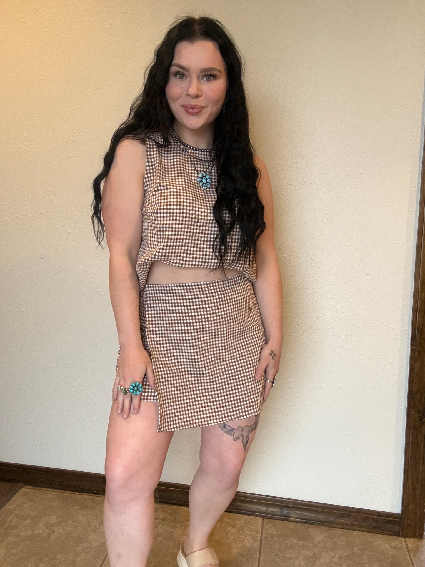 The Cowboy Check Skort Set