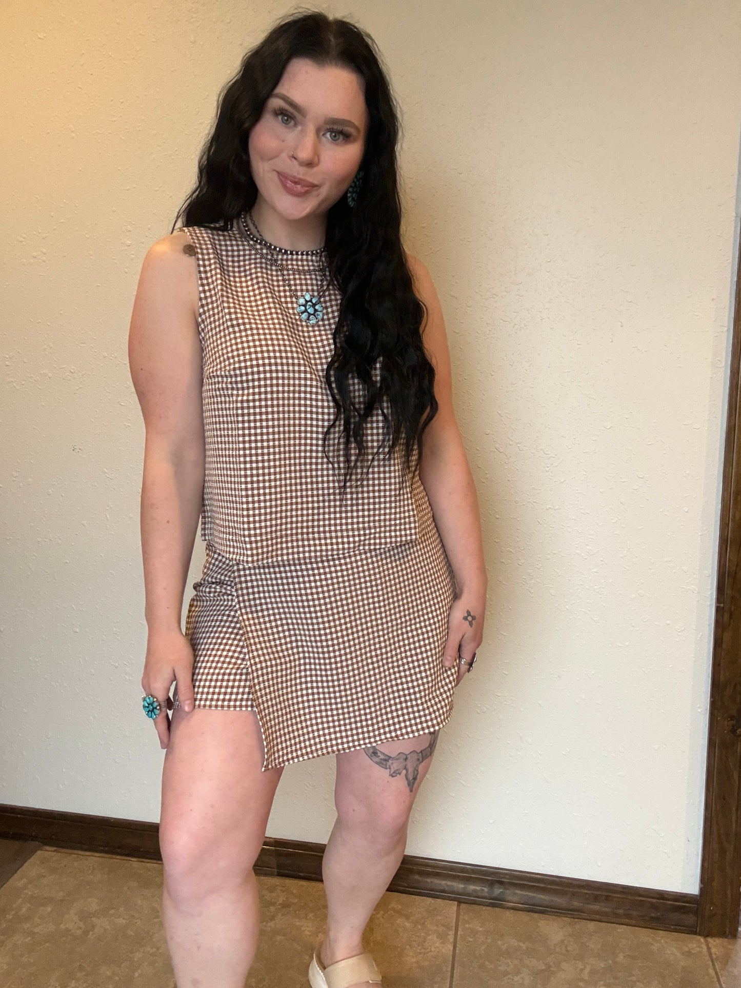 The Cowboy Check Skort Set