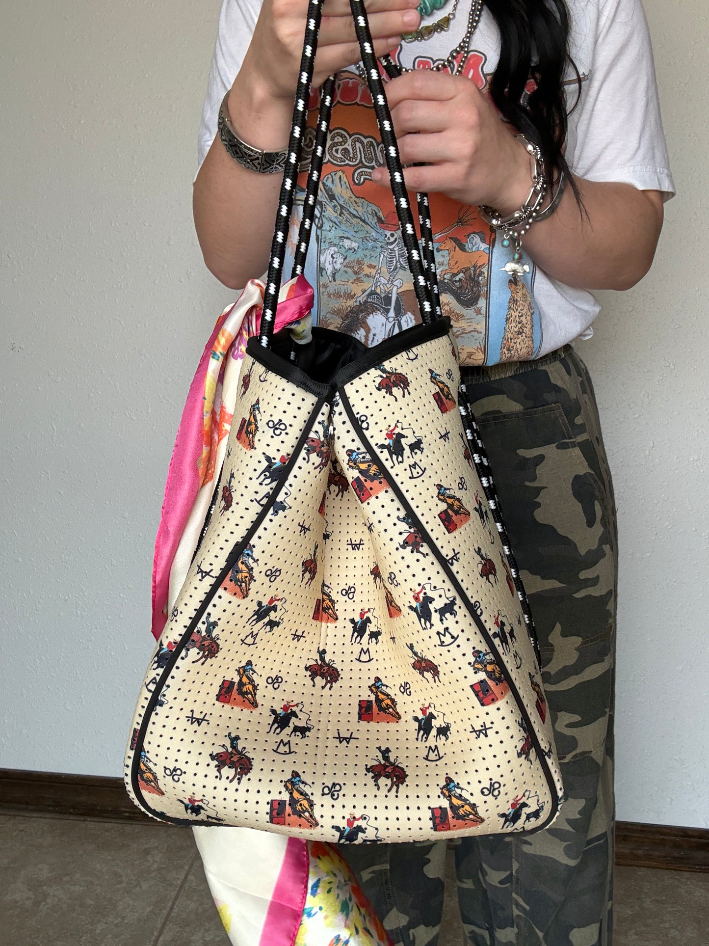 Vintage Cowboy Large Tote Bag