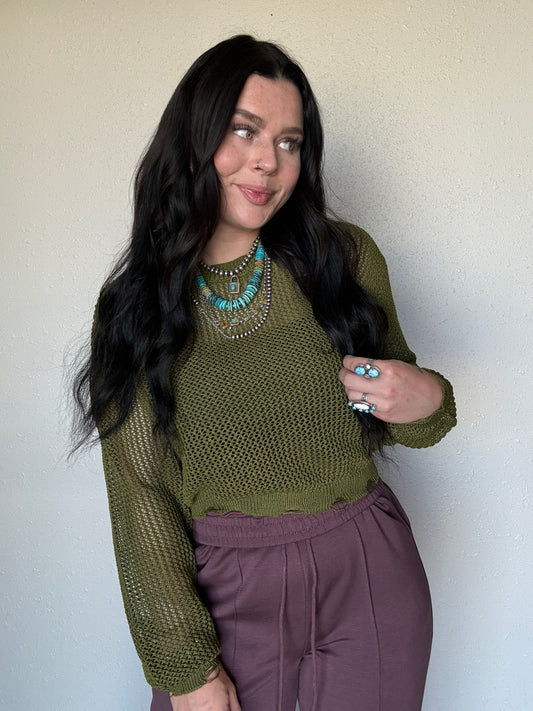 The Star Spangled Long Sleeve Knit *Olive