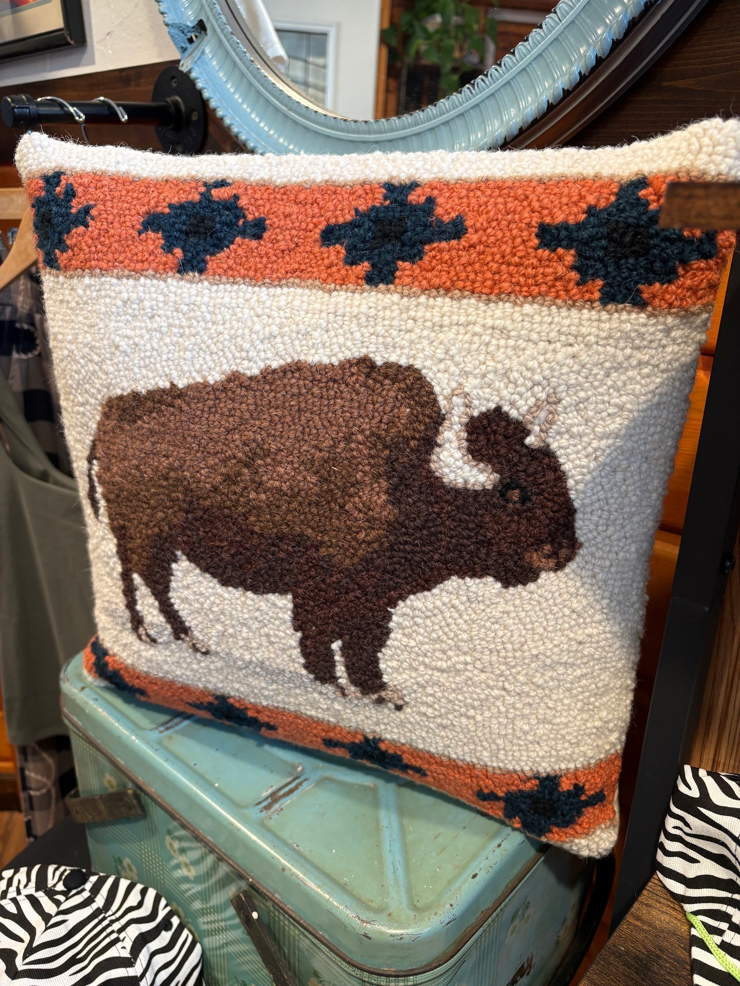 Roaming Buffalo Wool Hook Pillow PRE-ORDER