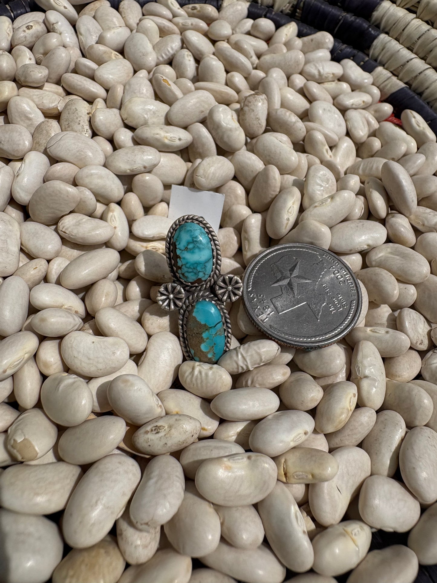 Number 8 Turquoise Double Adjustable Ring