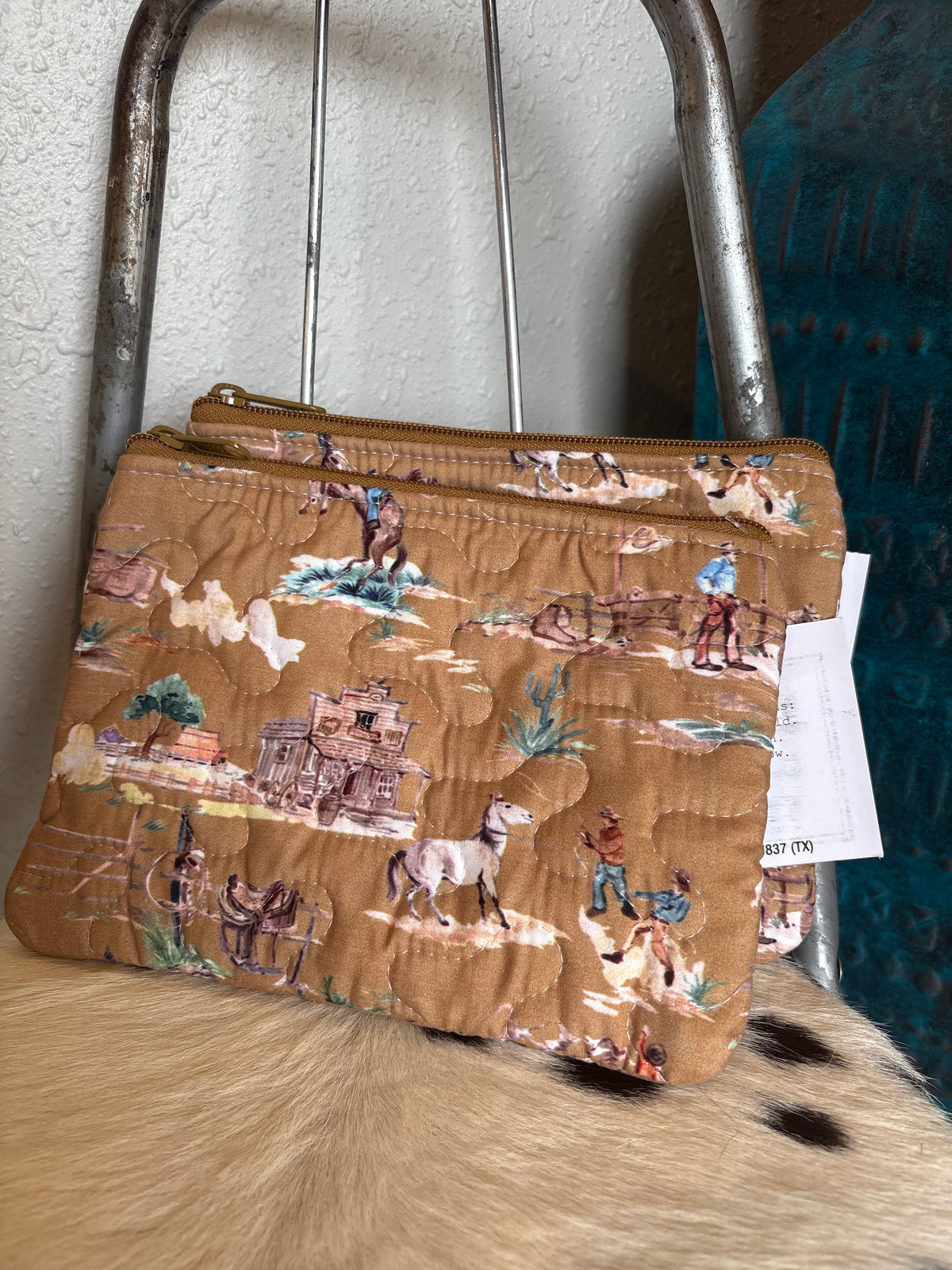 Retro Cowboy Gold Makeup Bag