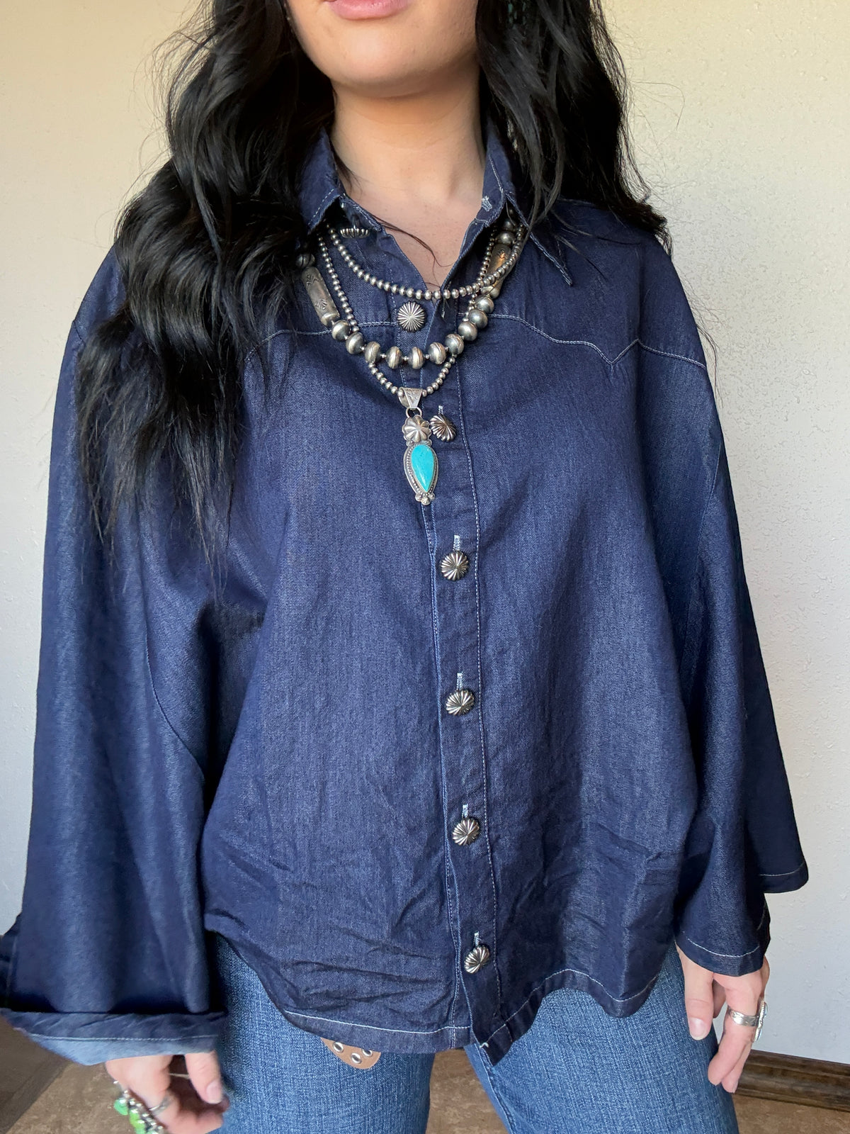 The Blu Outlaw One Size Denim Poncho