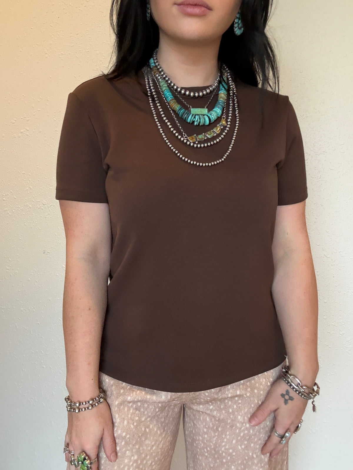 Short Sleeve Round Neck Soft Knit Jersey Top
