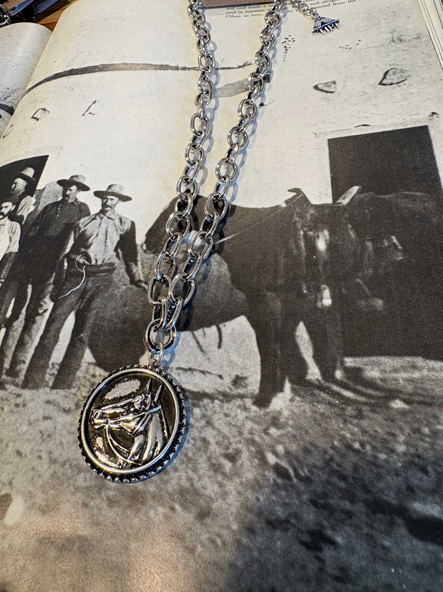 Round Horse Pendant Necklace