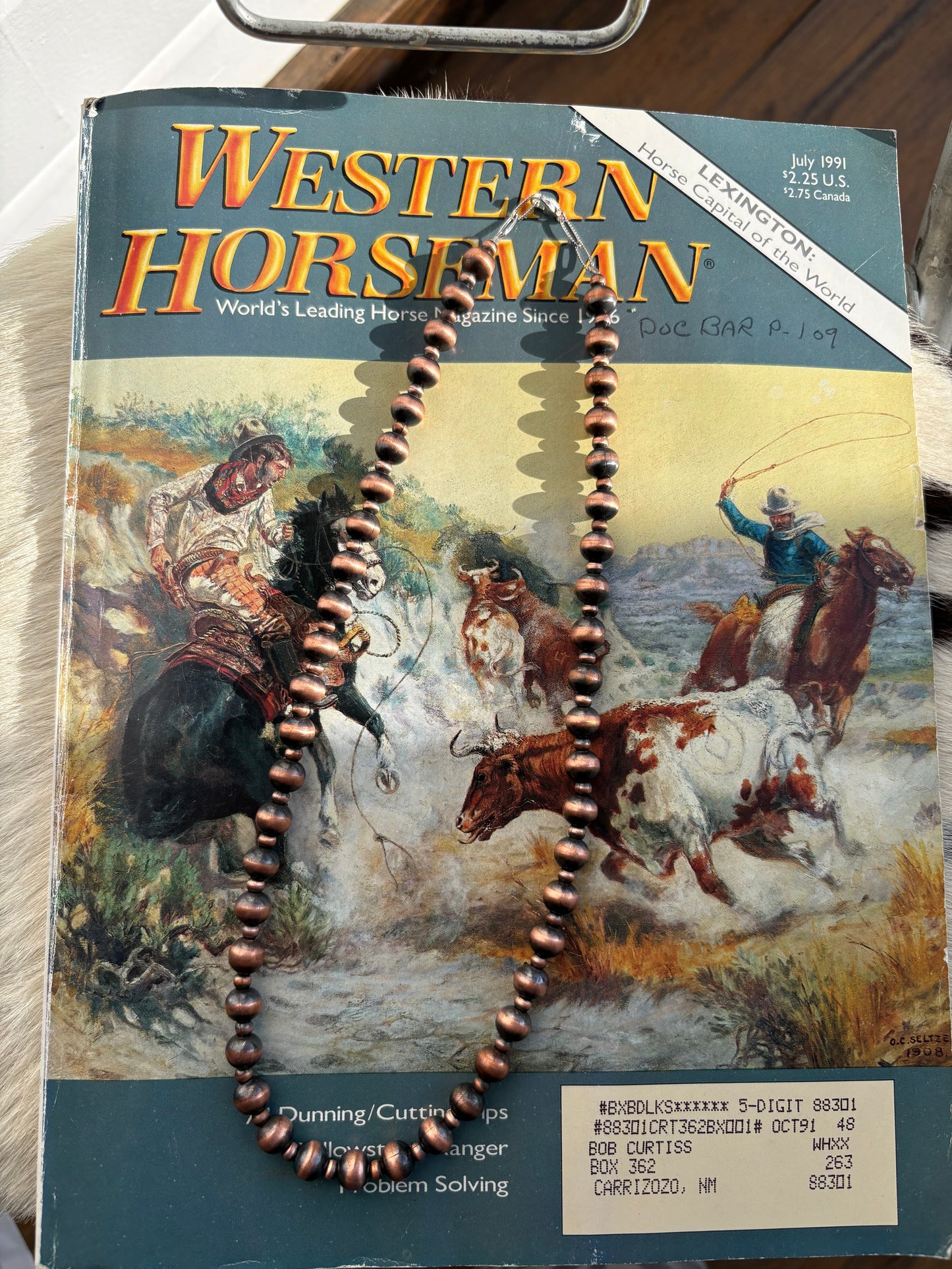 4mm & 8mm Copper Beaded Necklace 20”
