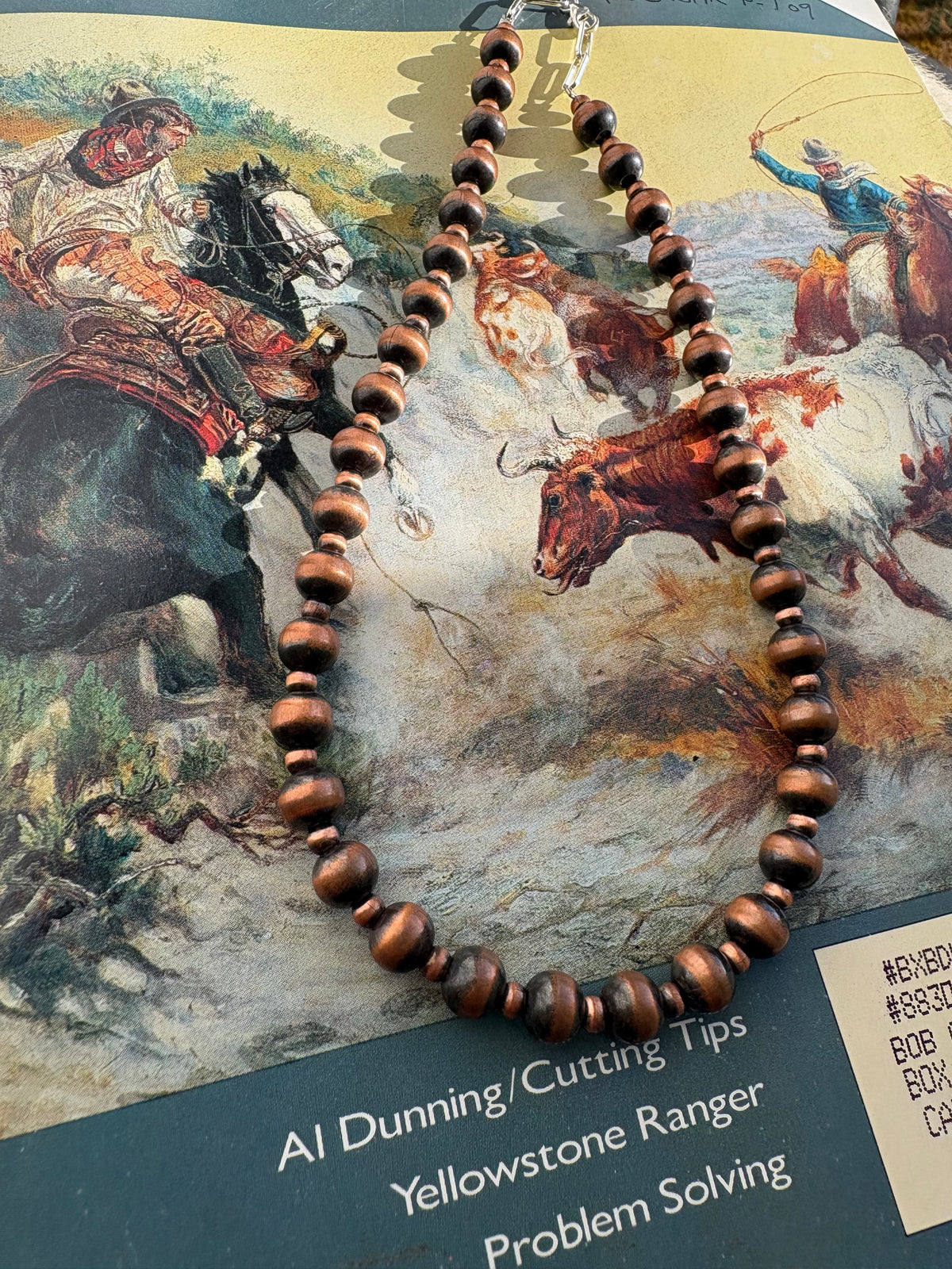 4mm & 8mm Copper Beaded Necklace 16”