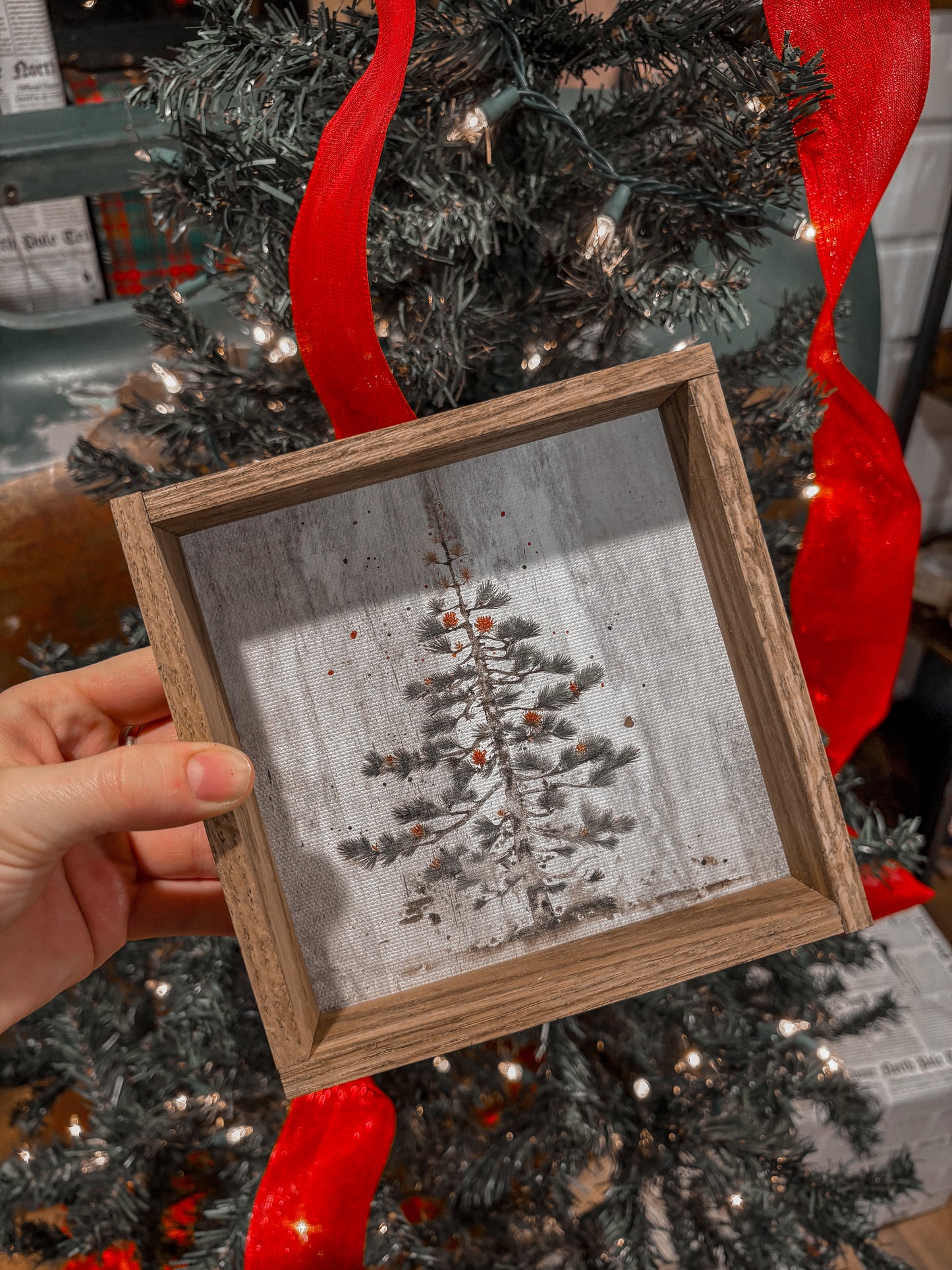 Twig Christmas Tree Framed Picture