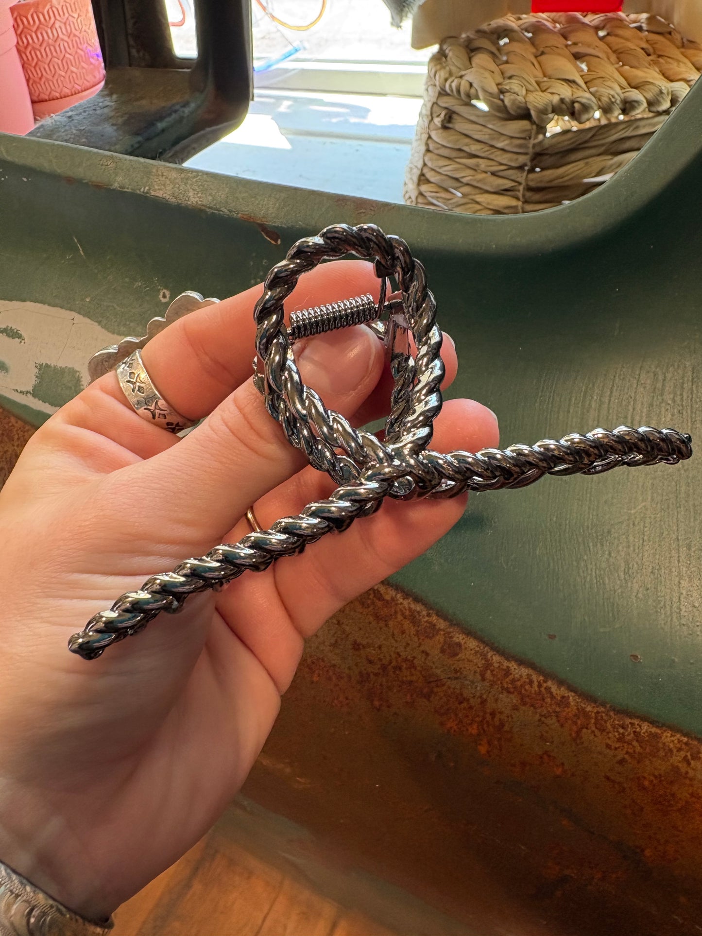 Silver Rope Twist Clawclip