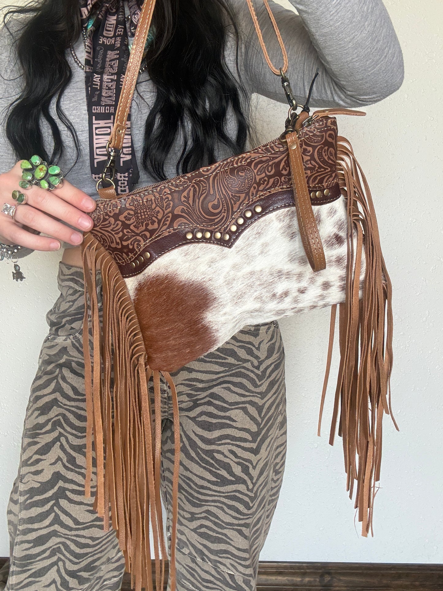 The Hills Cowhide Fringe Bag