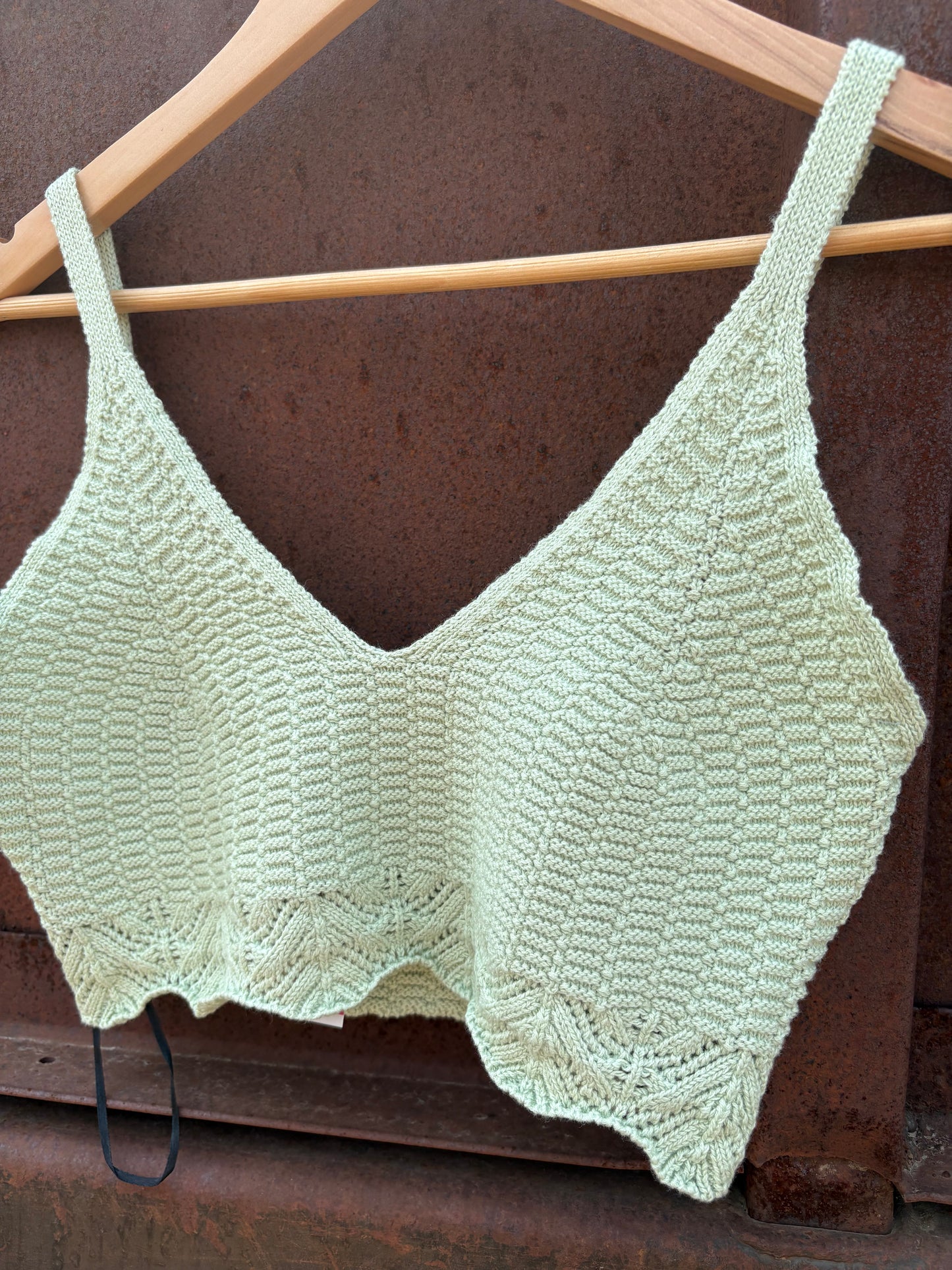 Crochet Knit Bralette: PASTEL GREEN