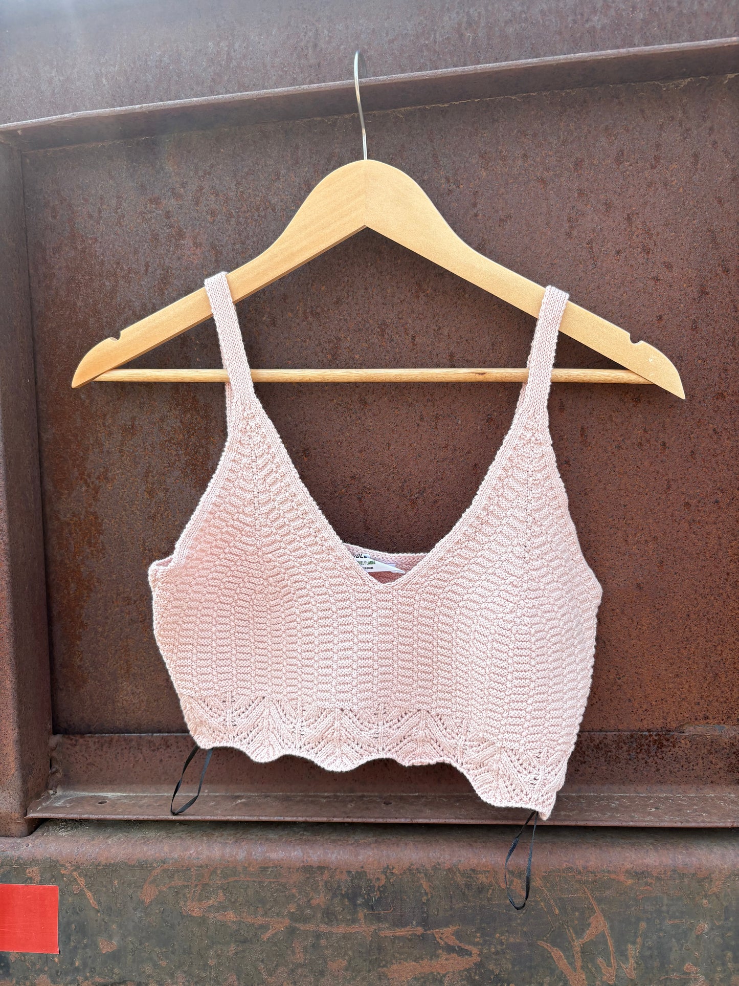 Crochet Knit Bralette: PASTEL PINK