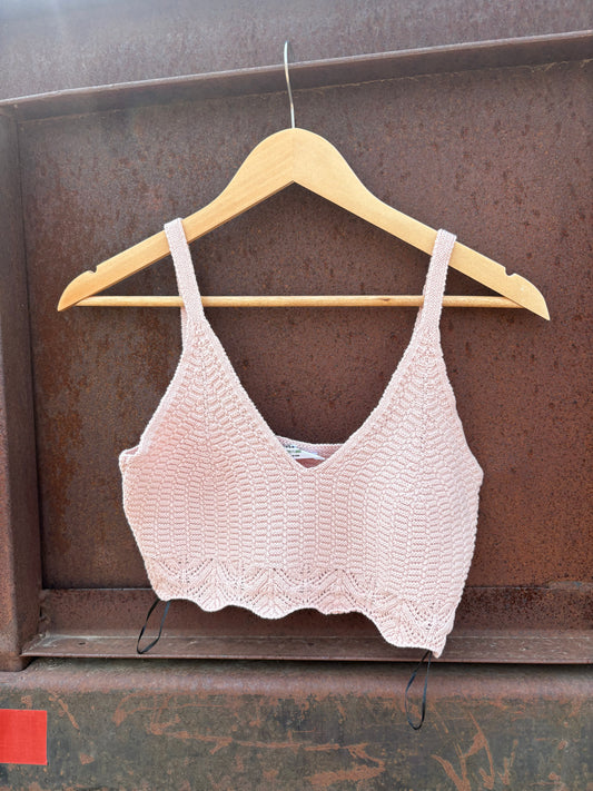 Crochet Knit Bralette: PASTEL PINK