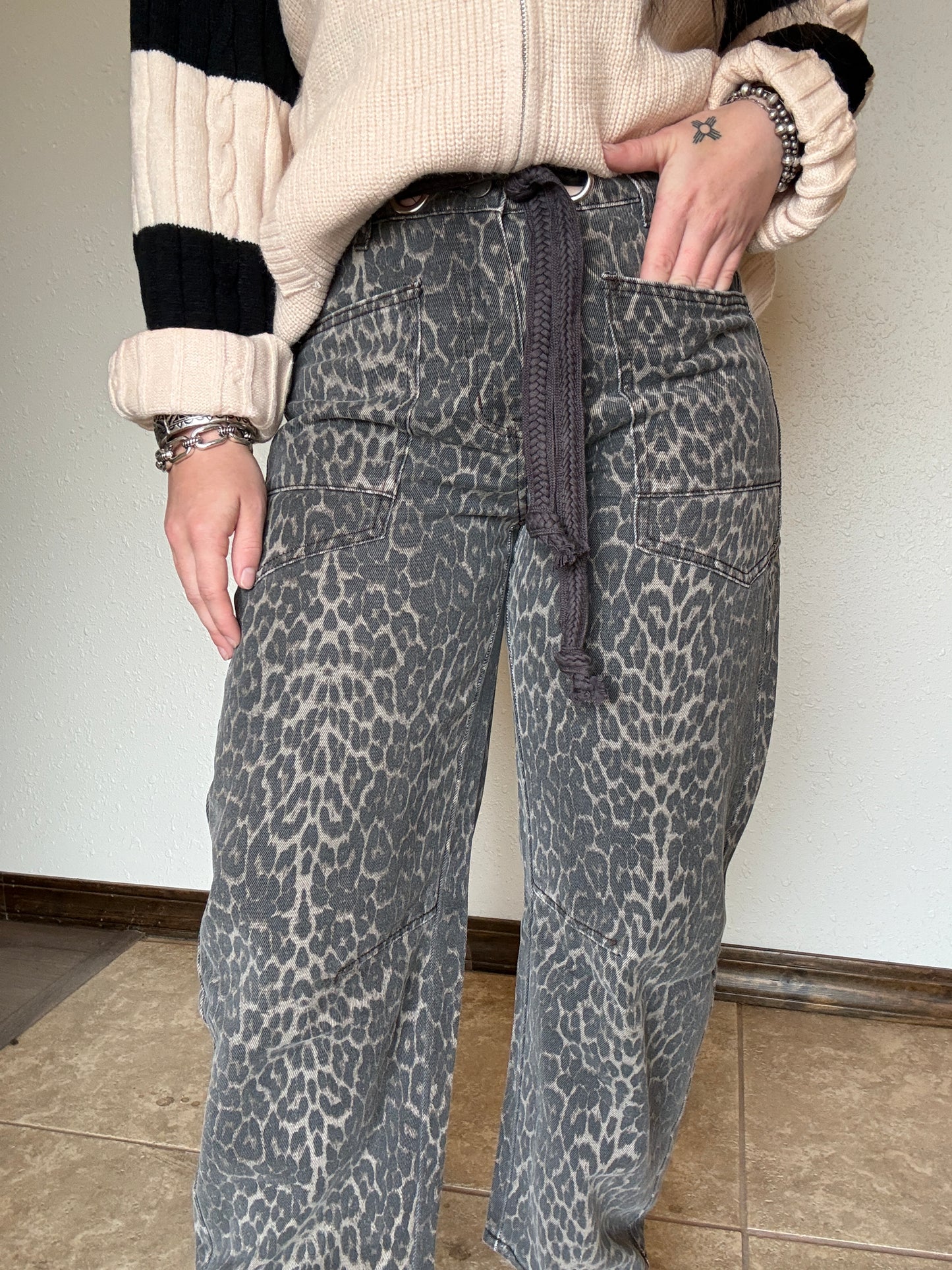 The Lefty Leopard Barrel Jeans