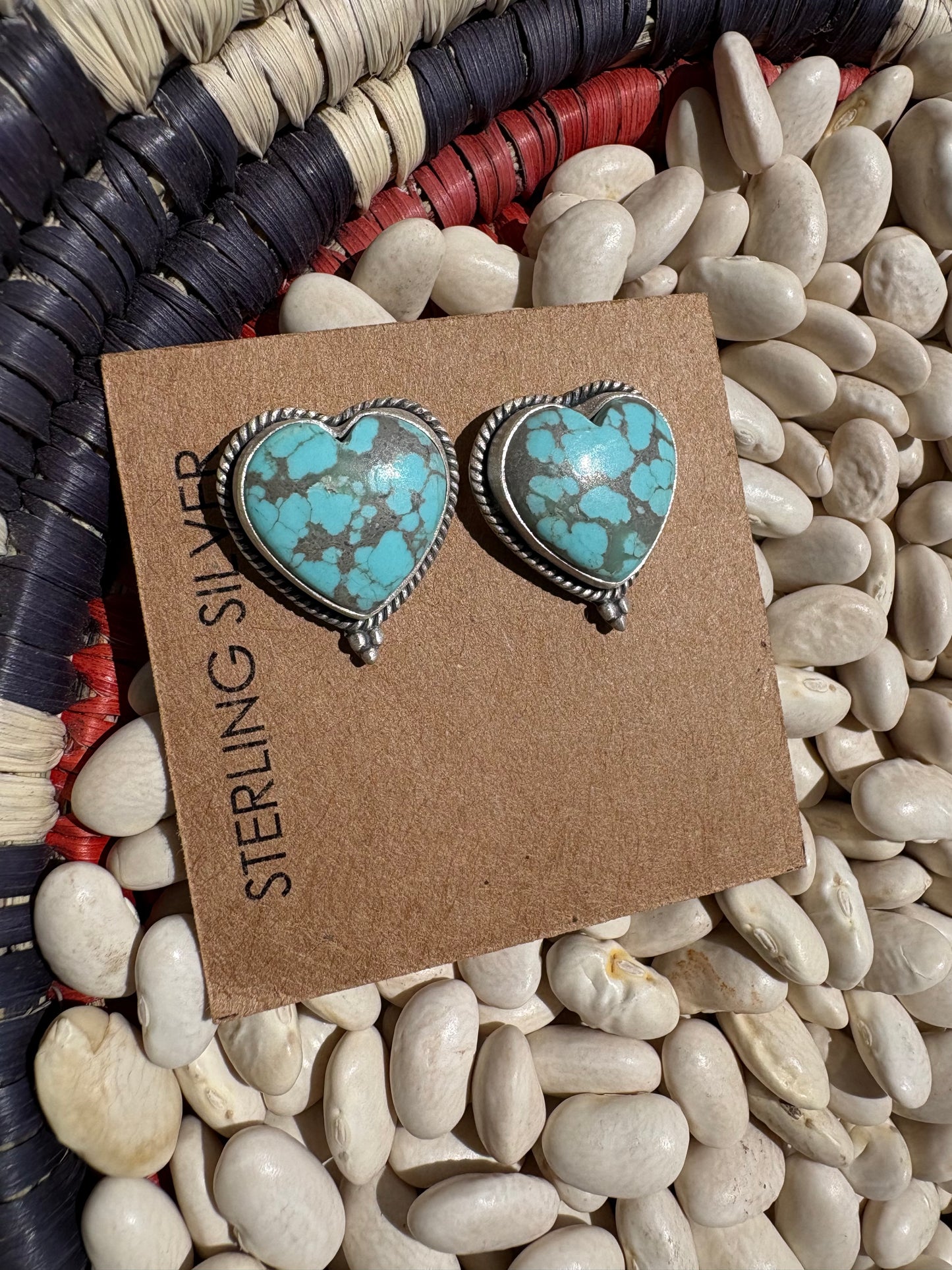 Number 8 Turquoise Heart Studs